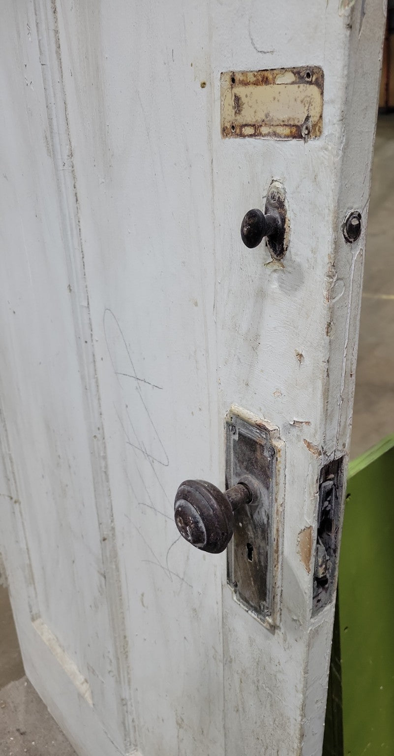 Antique 2-Panel Solid Wood Interior Door with Original Hardware