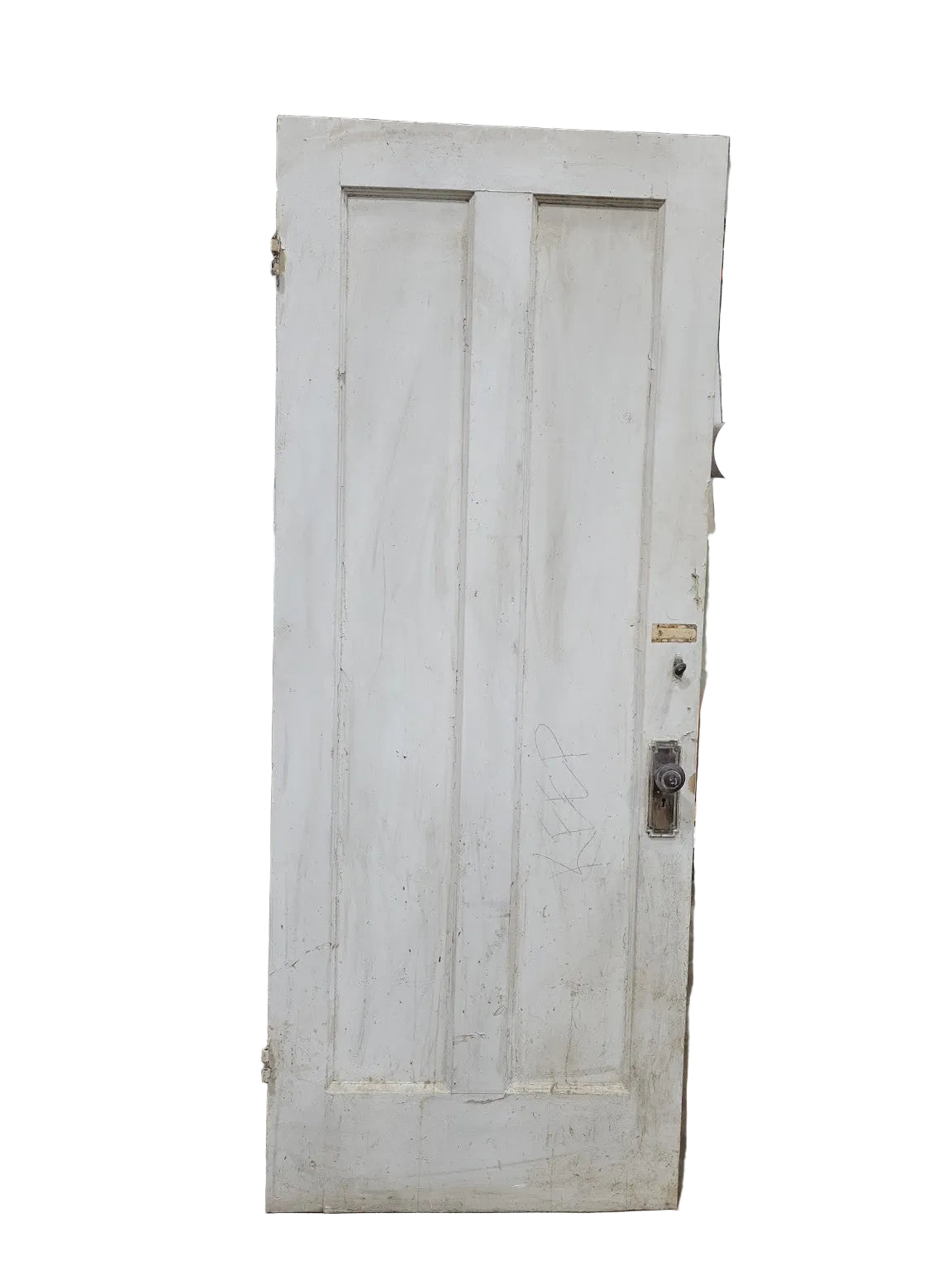 Antique 2-Panel Solid Wood Interior Door with Original Hardware