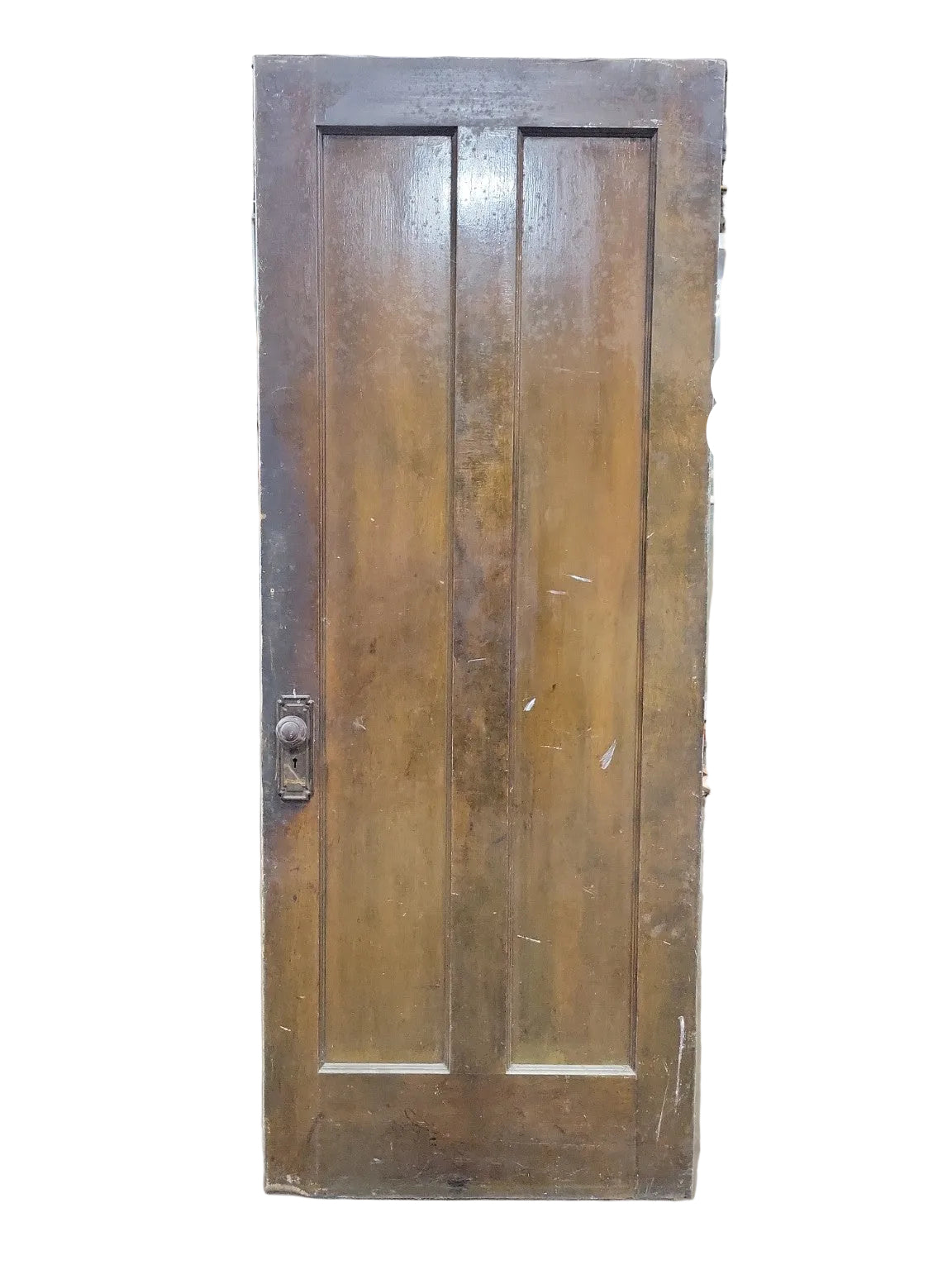 Antique 2-Panel Solid Wood Interior Door with Original Hardware