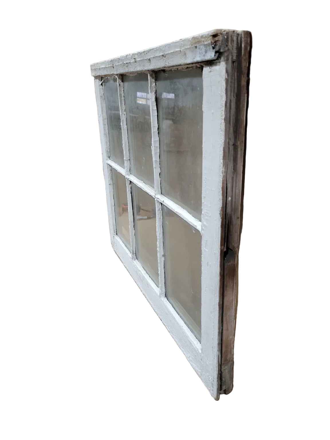 Vintage 6-Lite Wood Window Sash – Painted White