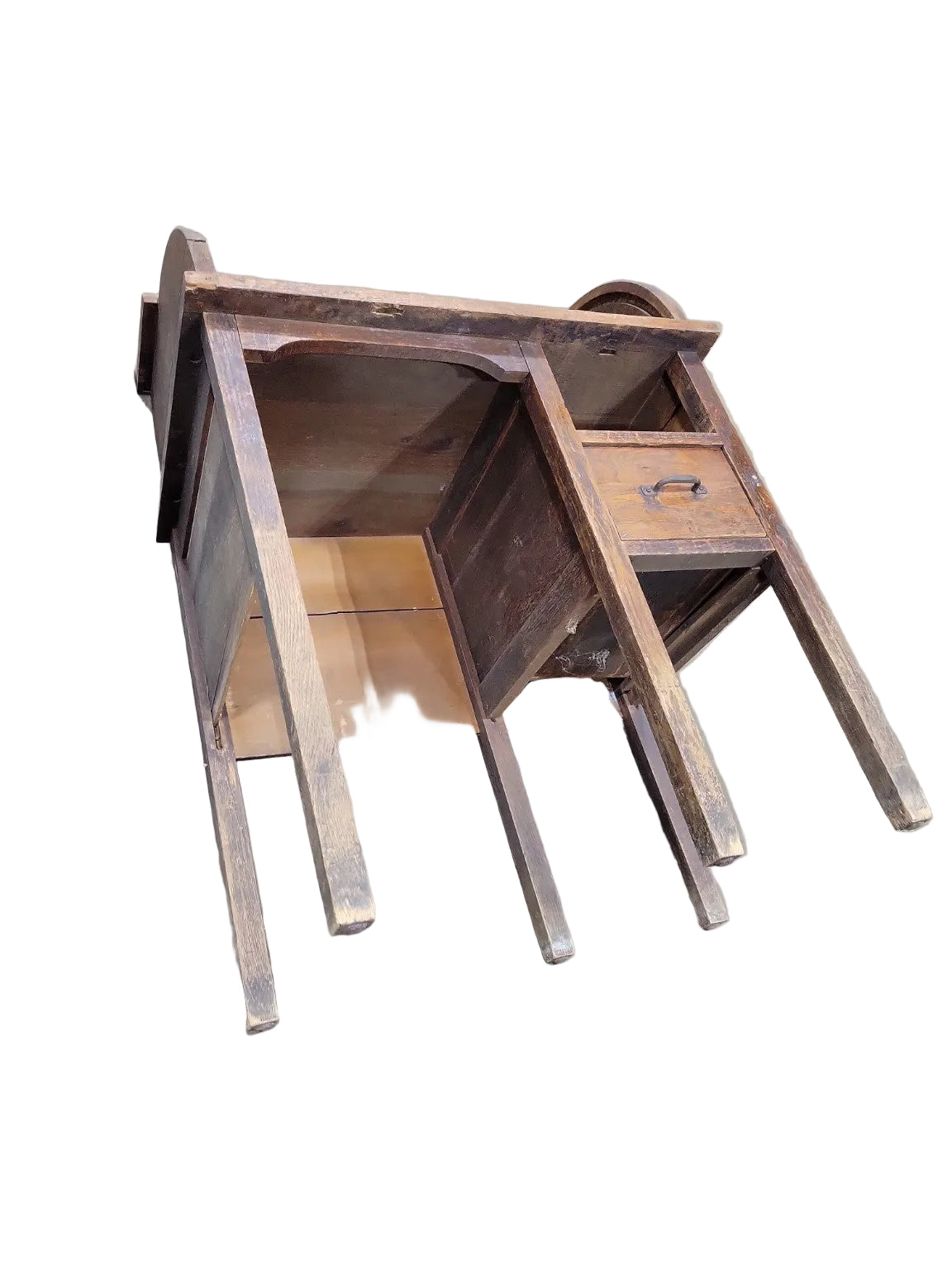 Antique Oak Roll Top Desk with Organizer Cubbies