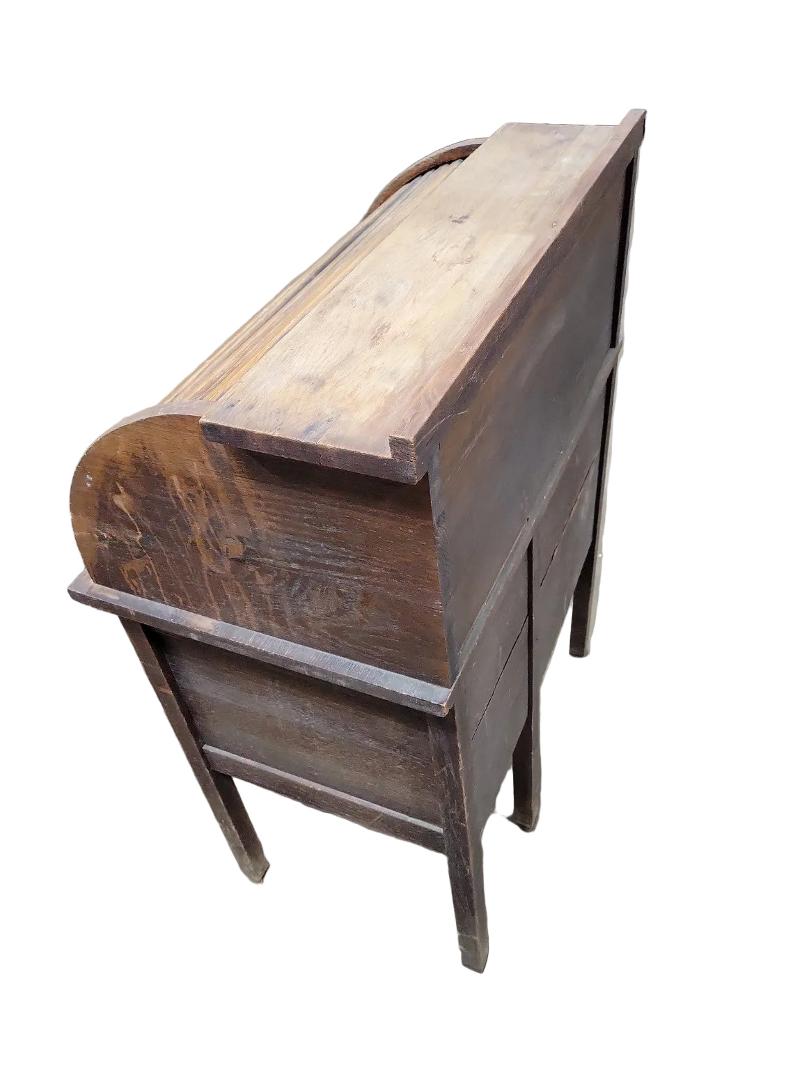 Antique Oak Roll Top Desk with Organizer Cubbies