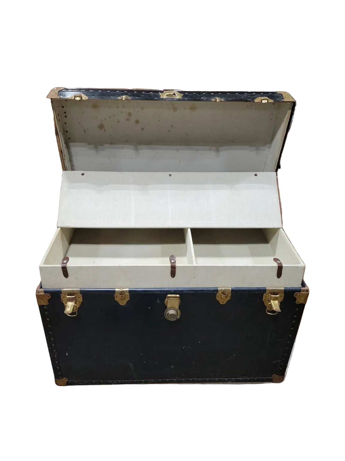 Antique National Vulcanized Steamer Trunk – Brass Hardware <br>