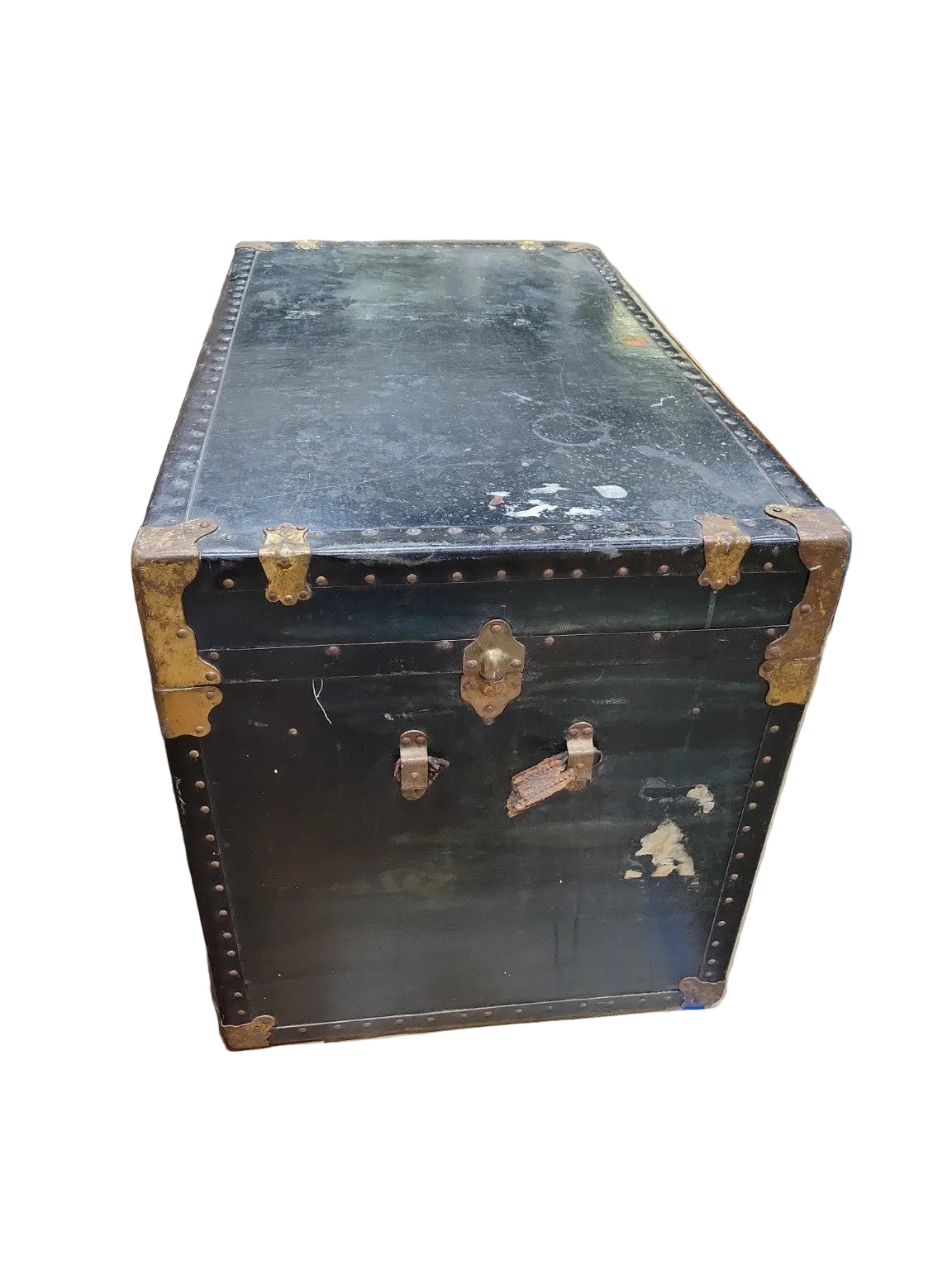 Antique National Vulcanized Steamer Trunk – Brass Hardware <br>