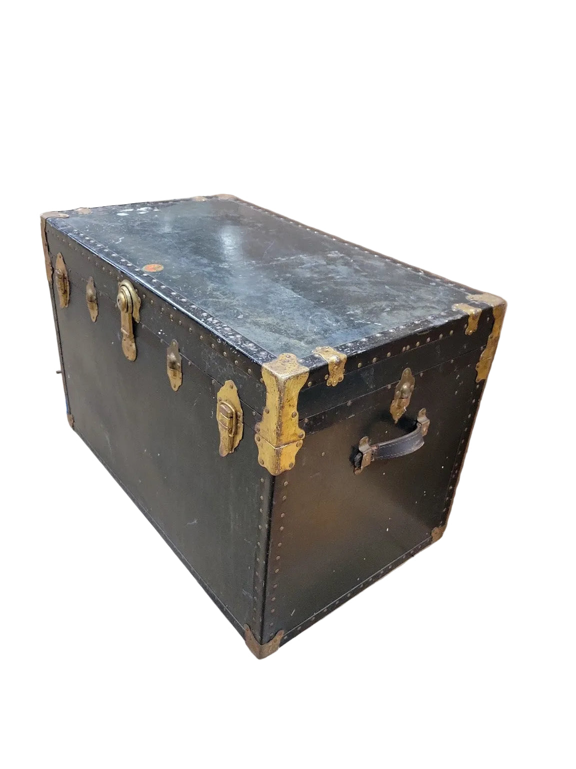 Antique National Vulcanized Steamer Trunk – Brass Hardware <br>