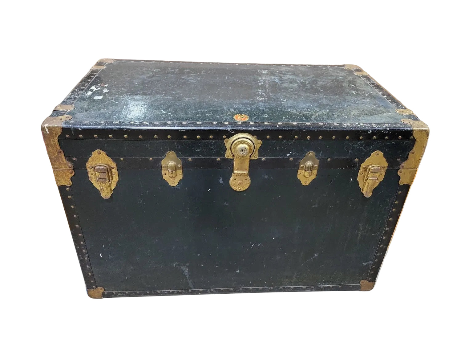 Antique National Vulcanized Steamer Trunk – Brass Hardware <br>
