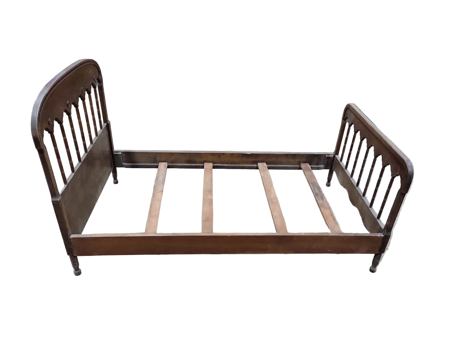 Antique Cottage Style Twin Bed Frame – Turned Spindle Wood