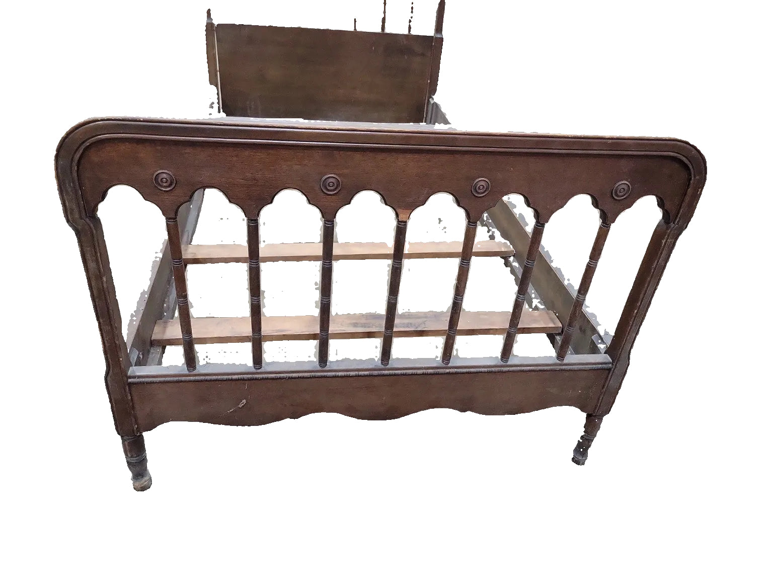 Antique Cottage Style Twin Bed Frame – Turned Spindle Wood