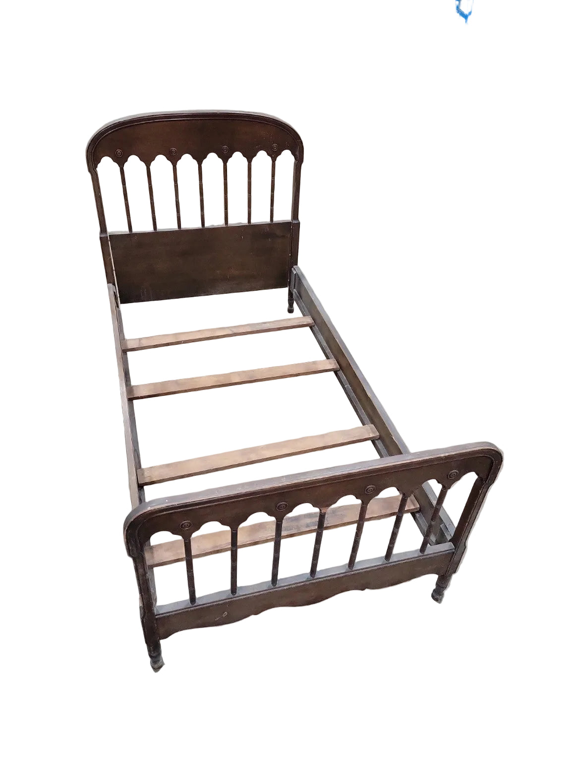 Antique Cottage Style Twin Bed Frame – Turned Spindle Wood