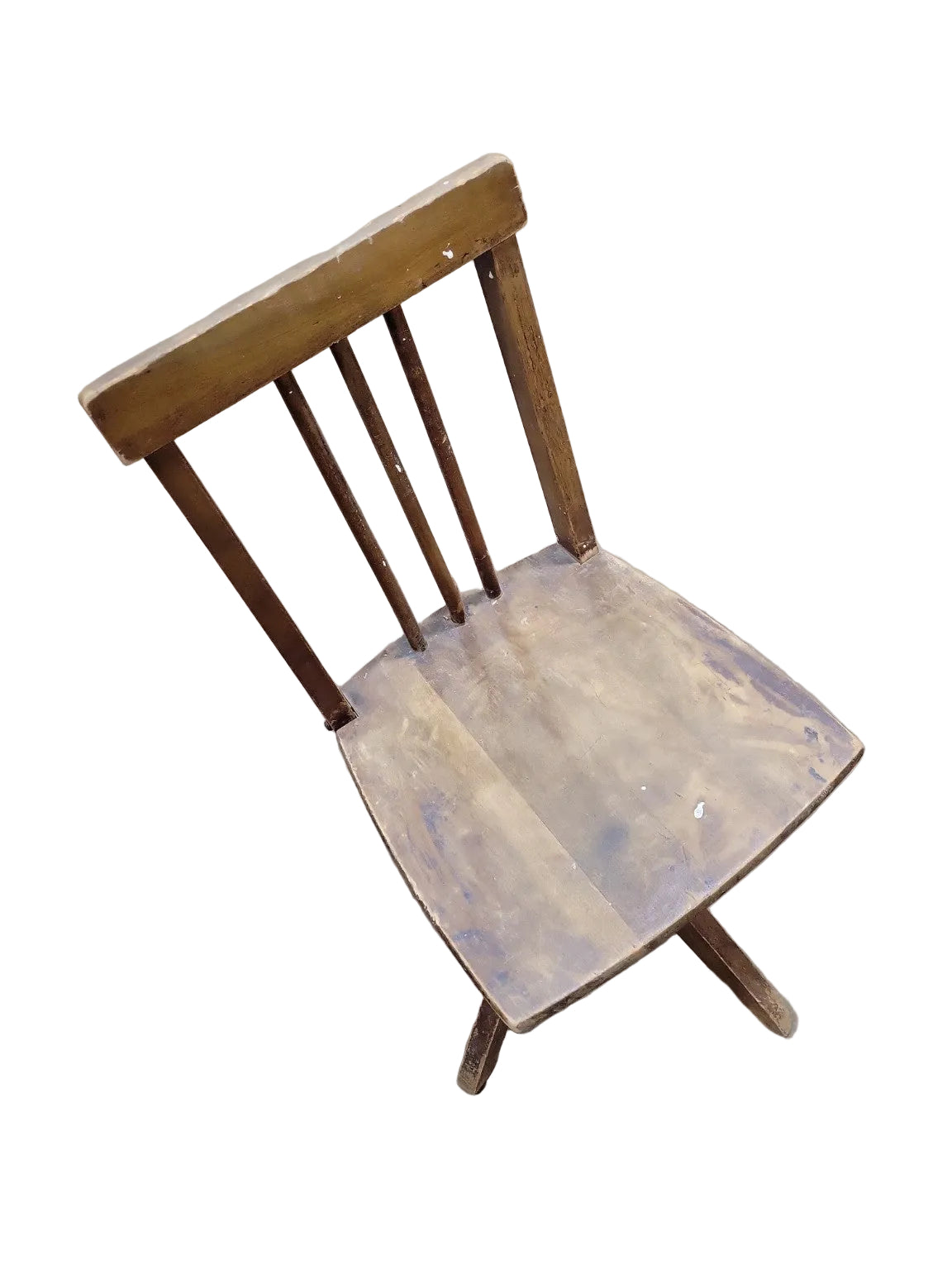 Antique Industrial Adjustable Swivel Chair – Wood & Iron Base