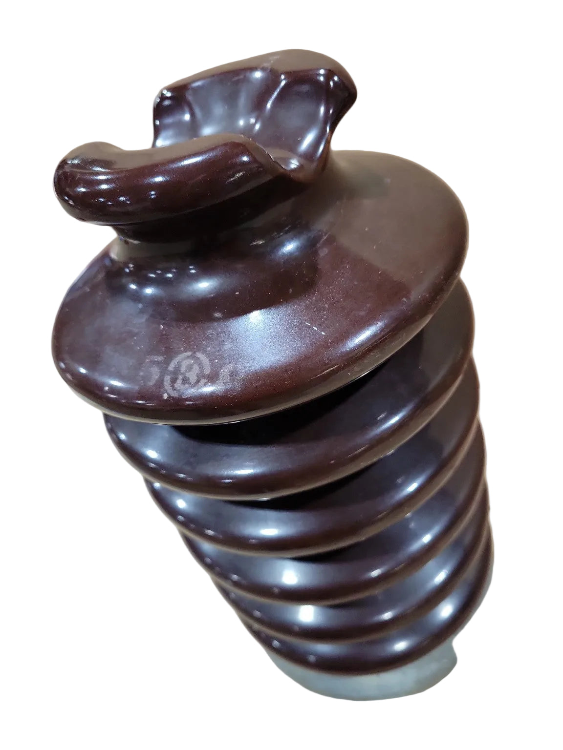 Vintage Brown Porcelain Electrical Line Insulator