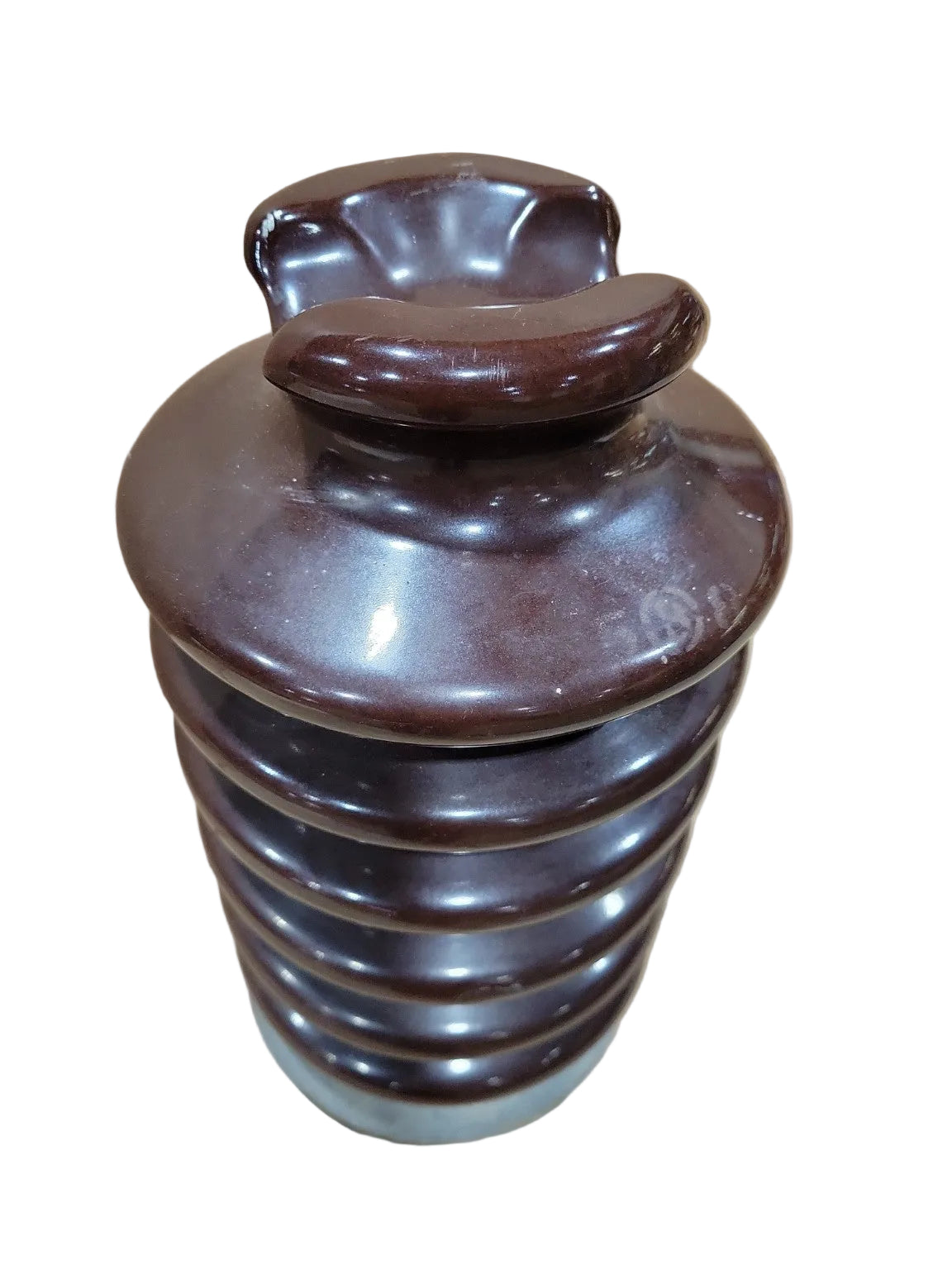 Vintage Brown Porcelain Electrical Line Insulator
