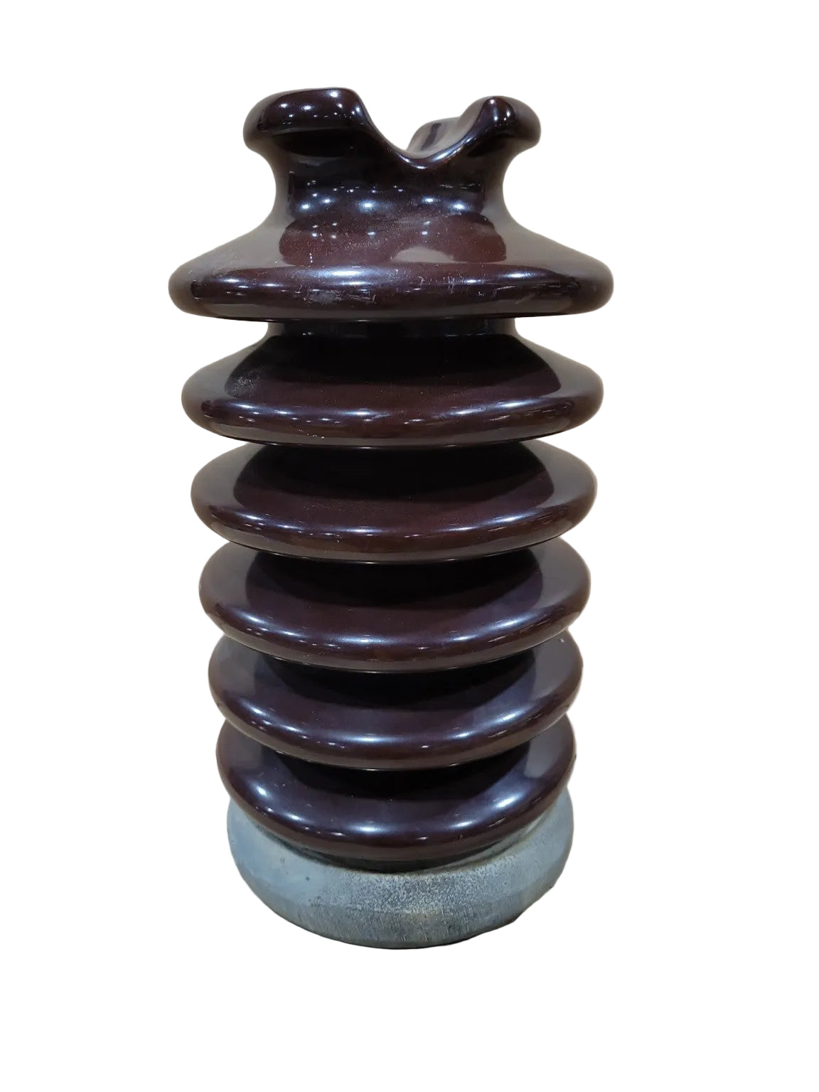 Vintage Brown Porcelain Electrical Line Insulator