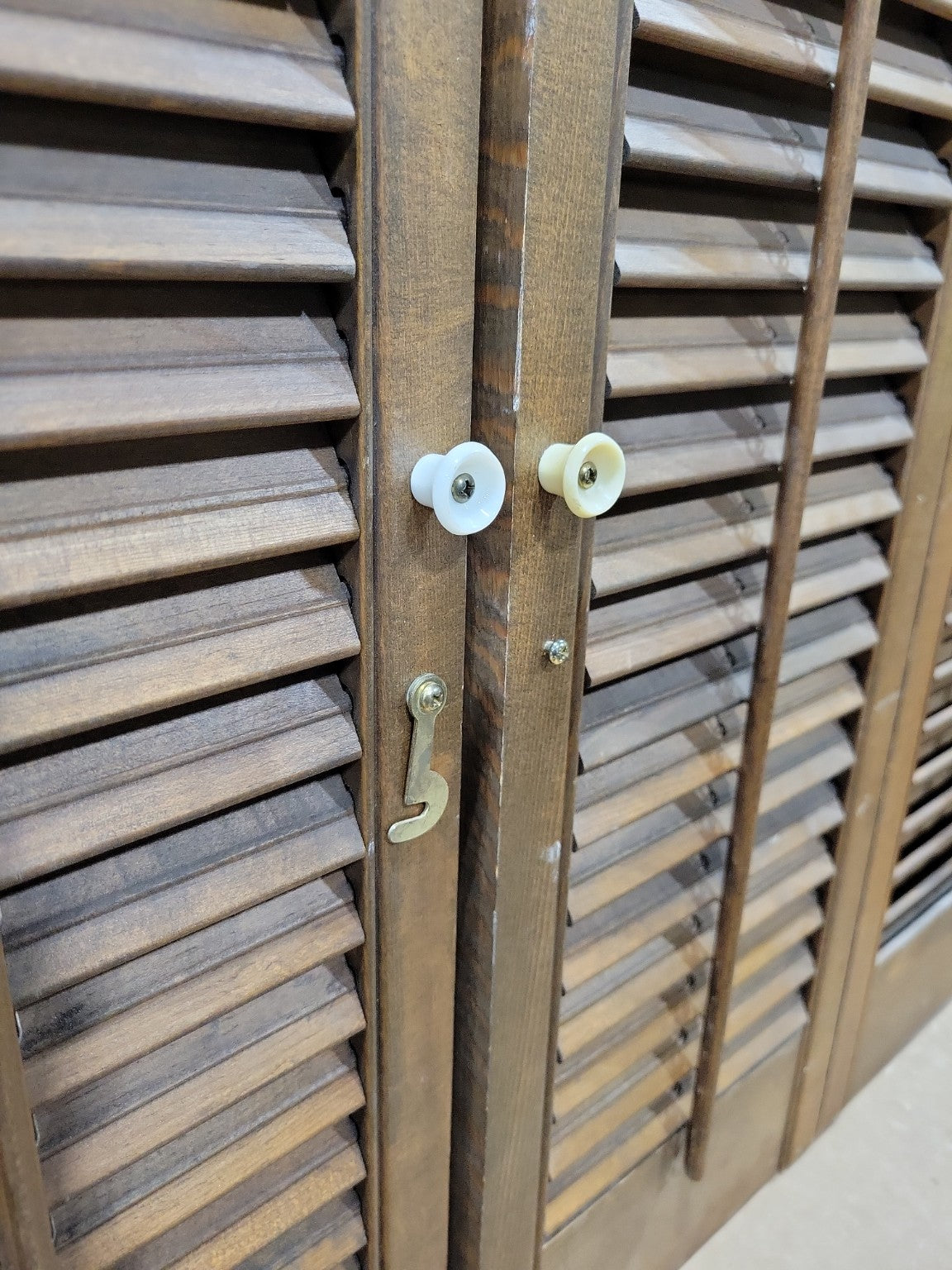 Vintage Wood Louvered Shutter Folding Screen
