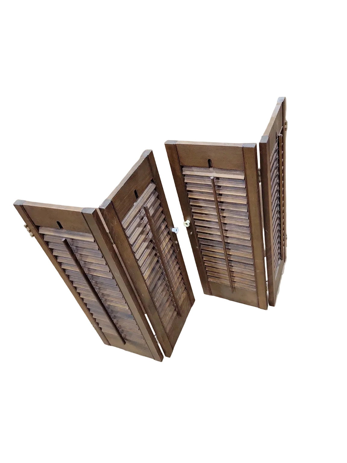 Vintage Wood Louvered Shutter Folding Screen