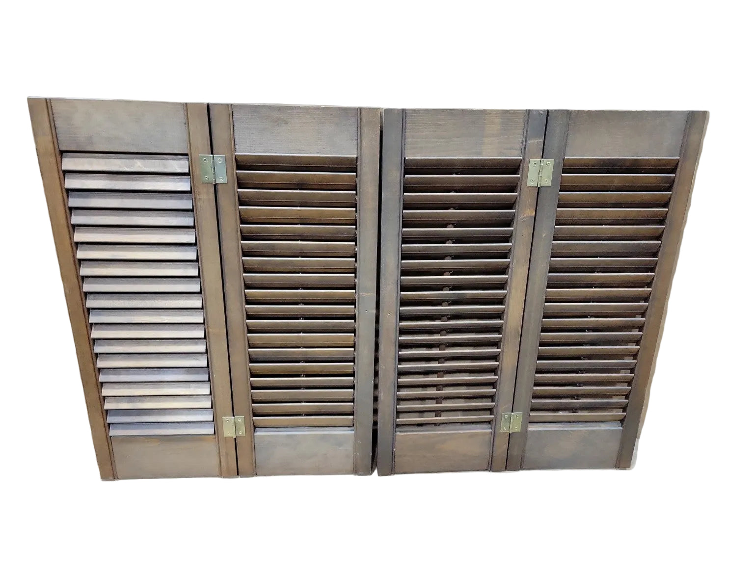 Vintage Wood Louvered Shutter Folding Screen