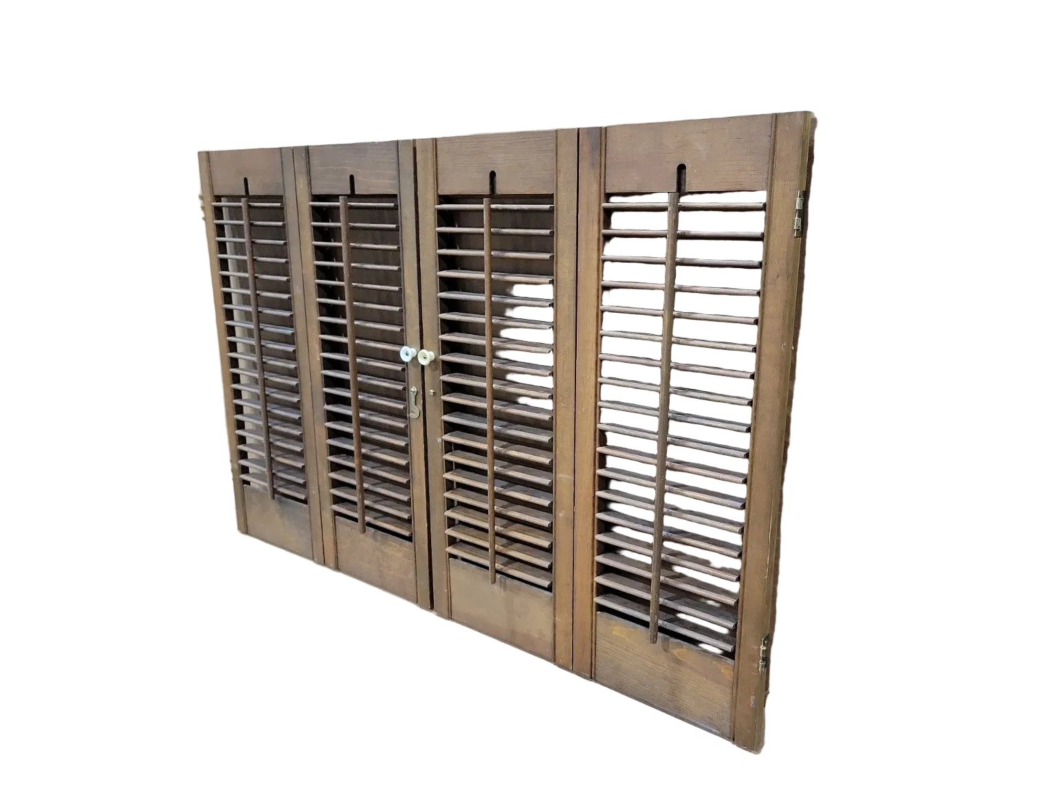 Vintage Wood Louvered Shutter Folding Screen