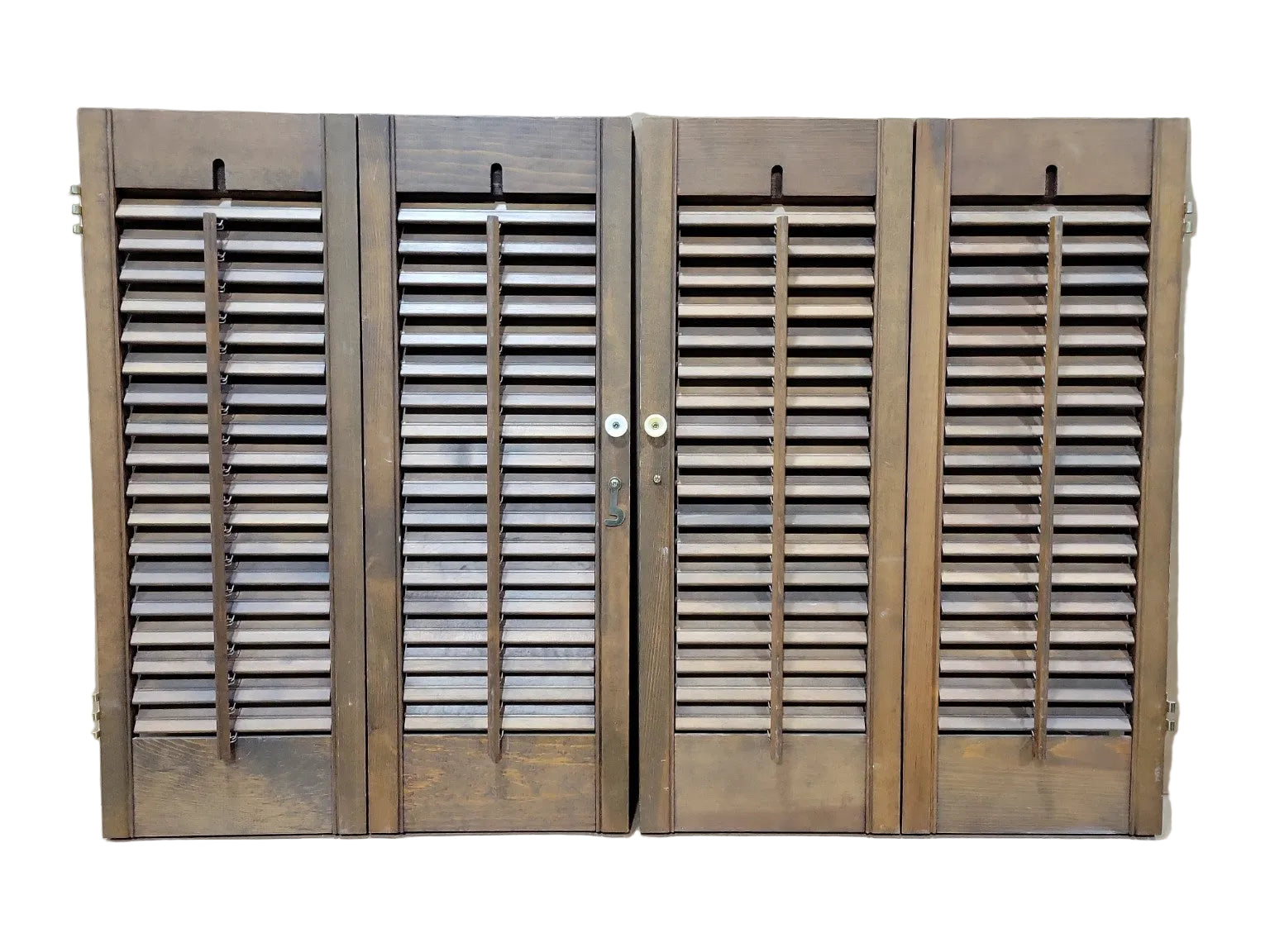 Vintage Wood Louvered Shutter Folding Screen
