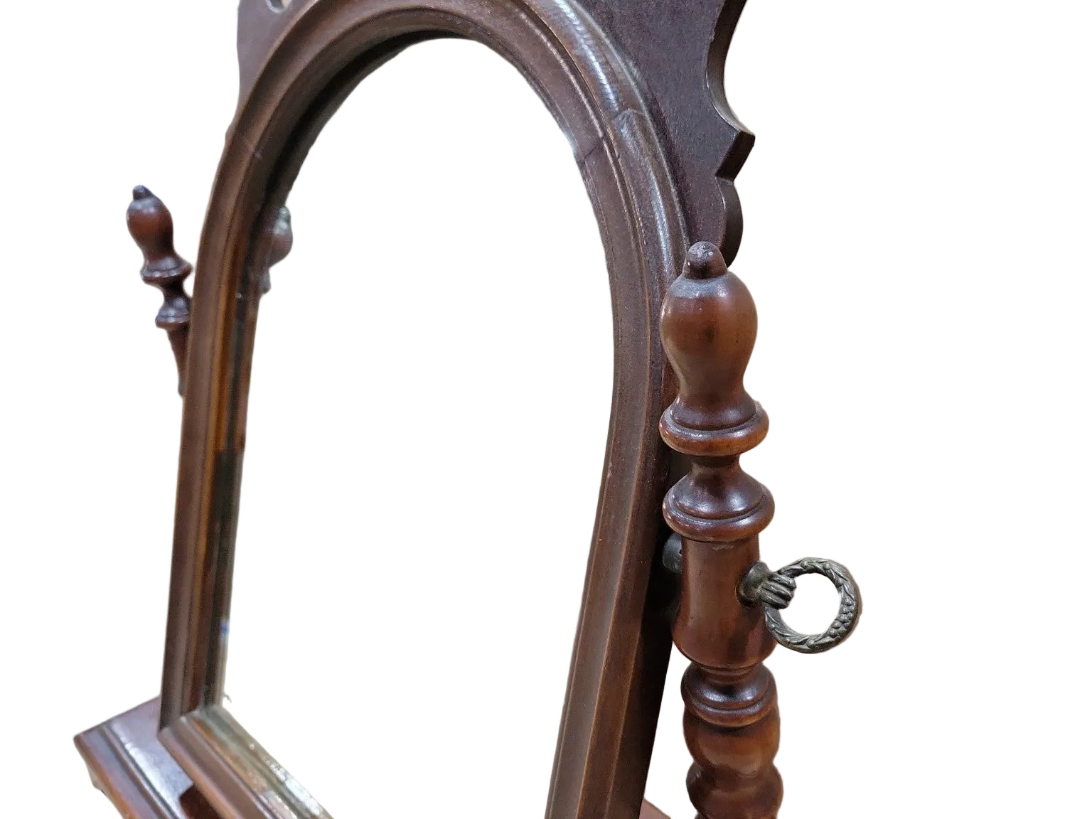 Vintage Mahogany Tabletop Vanity Mirror with Scalloped Crest