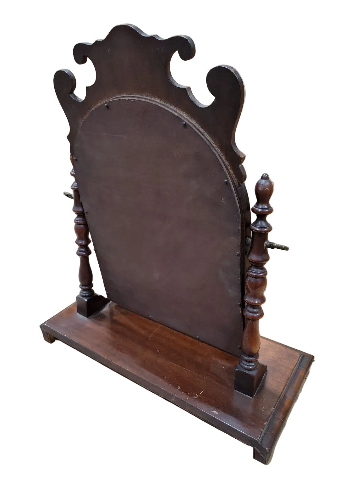 Vintage Mahogany Tabletop Vanity Mirror with Scalloped Crest