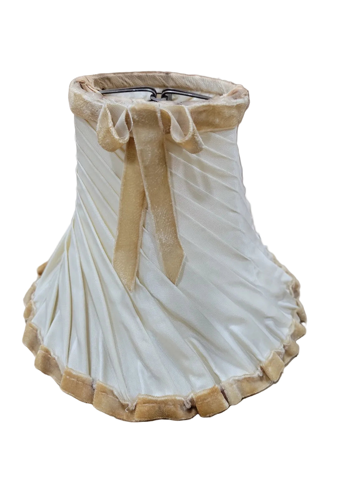 Vintage Porcelain Figural Table Lamp with Pleated Shade