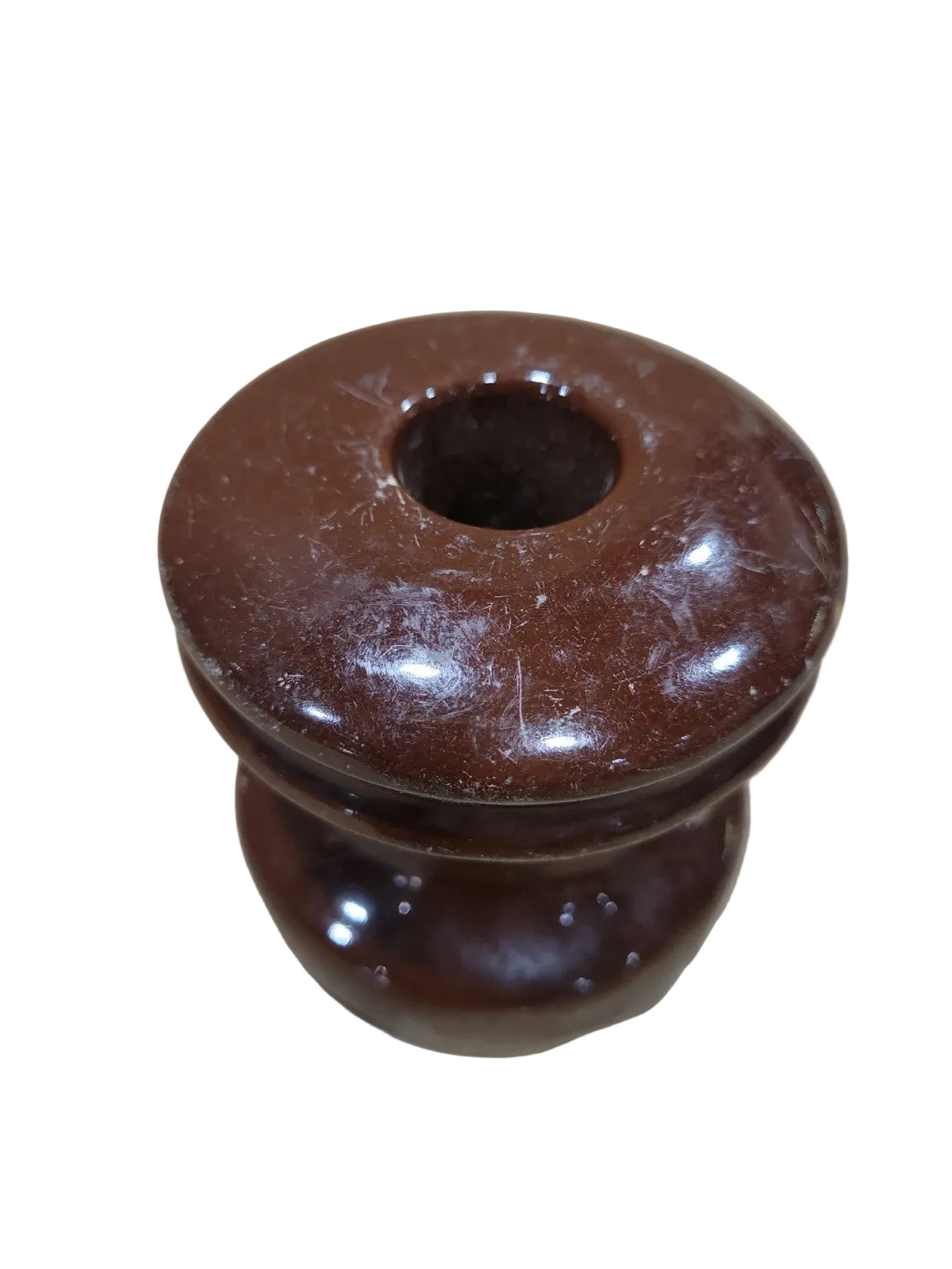 Vintage Brown Porcelain Electrical Insulator