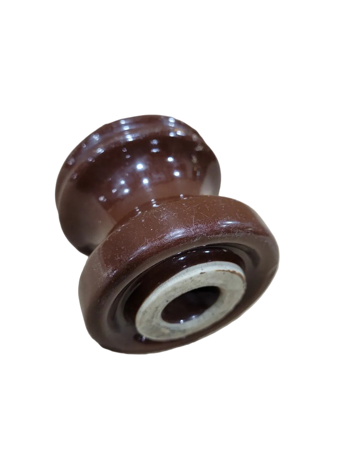 Vintage Brown Porcelain Electrical Insulator