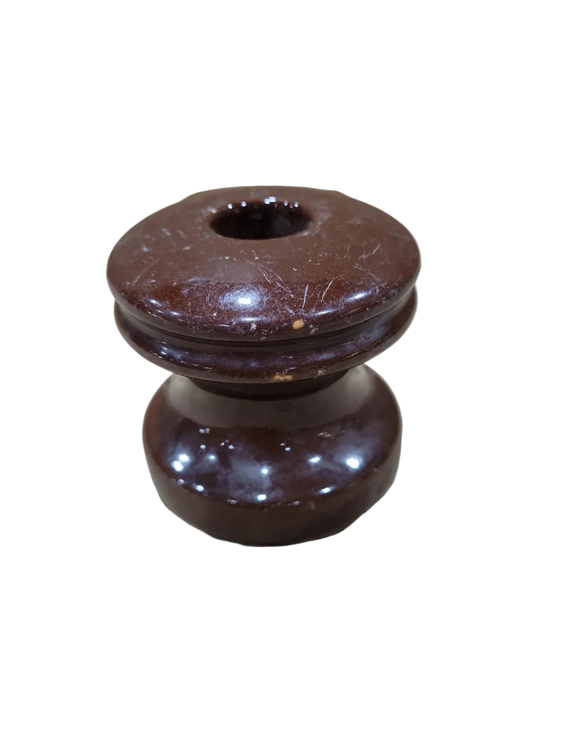 Vintage Brown Porcelain Electrical Insulator