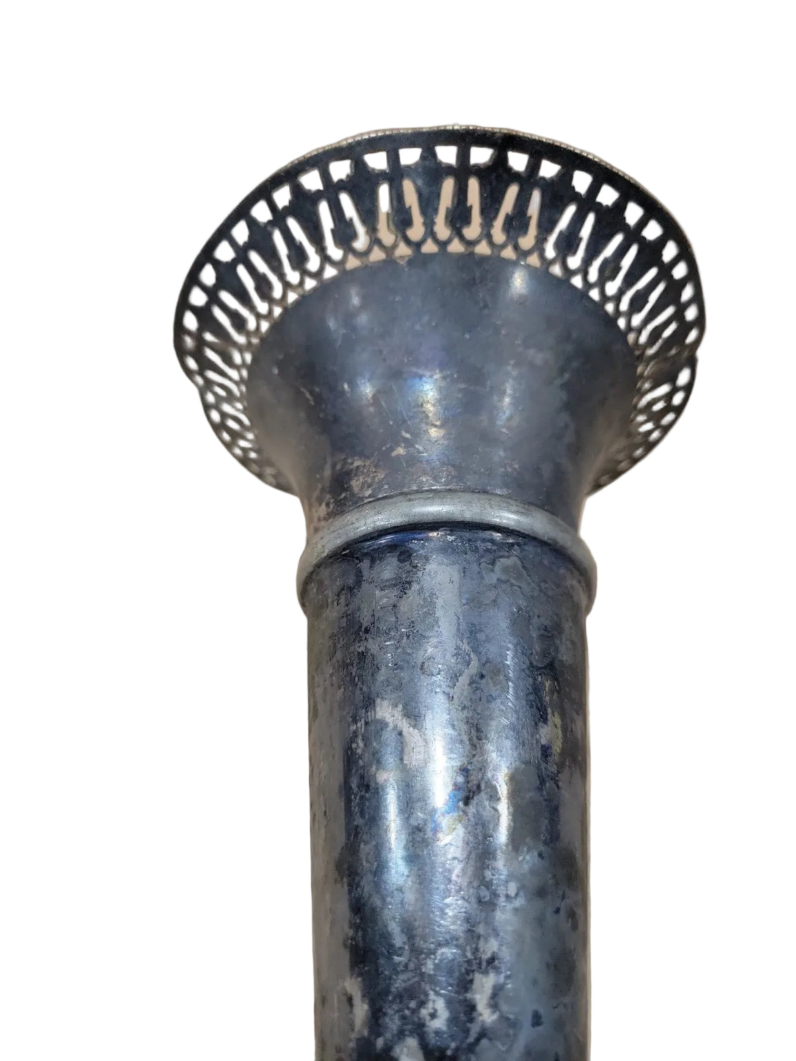 Antique Meriden Silver Plate Trumpet Vase – Pierced Rim