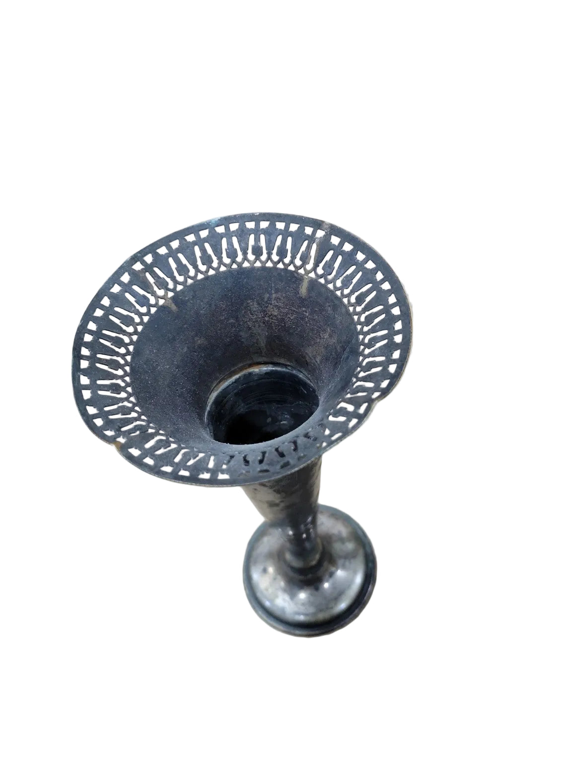 Antique Meriden Silver Plate Trumpet Vase – Pierced Rim