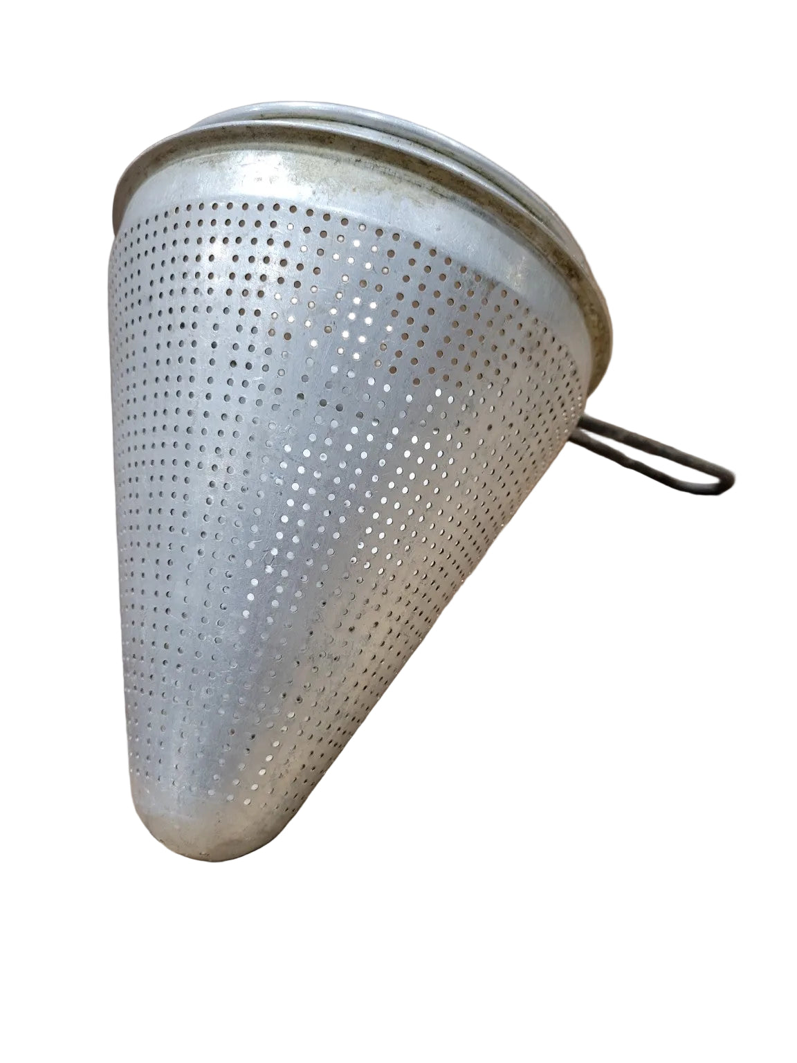 Vintage Aluminum Cone Colander Strainer with Wire Handle