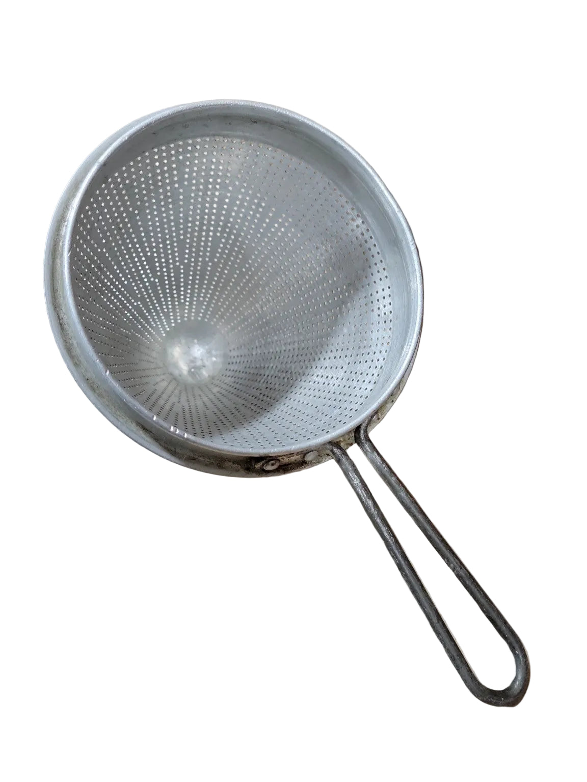 Vintage Aluminum Cone Colander Strainer with Wire Handle