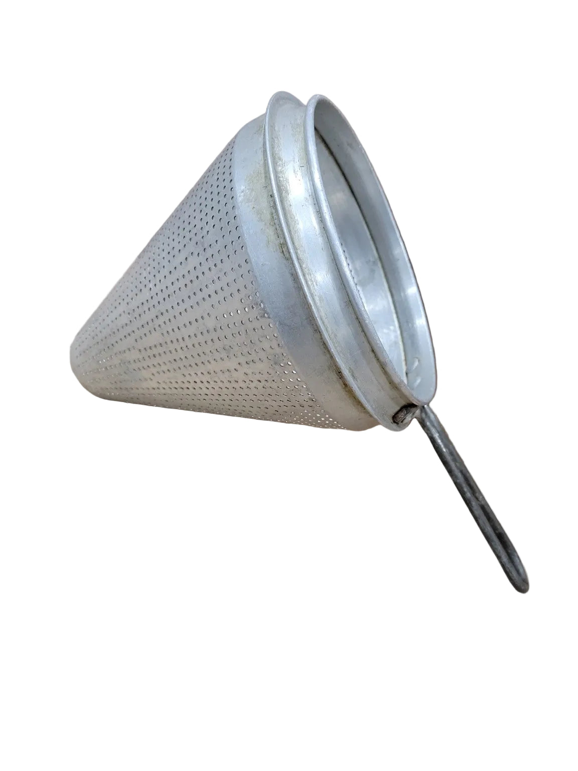 Vintage Aluminum Cone Colander Strainer with Wire Handle