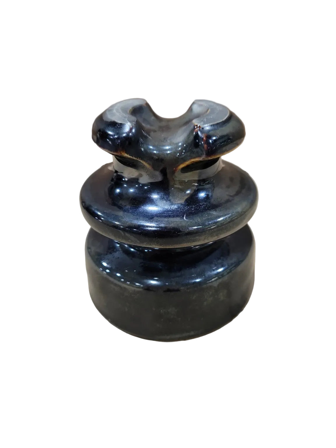 Vintage Brown Porcelain Electrical Line Insulator