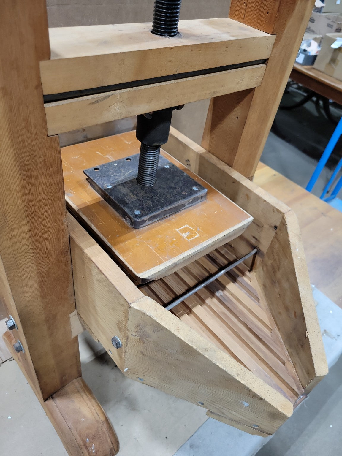 Vintage Wooden Fruit Press – Hand Crank Cider Press