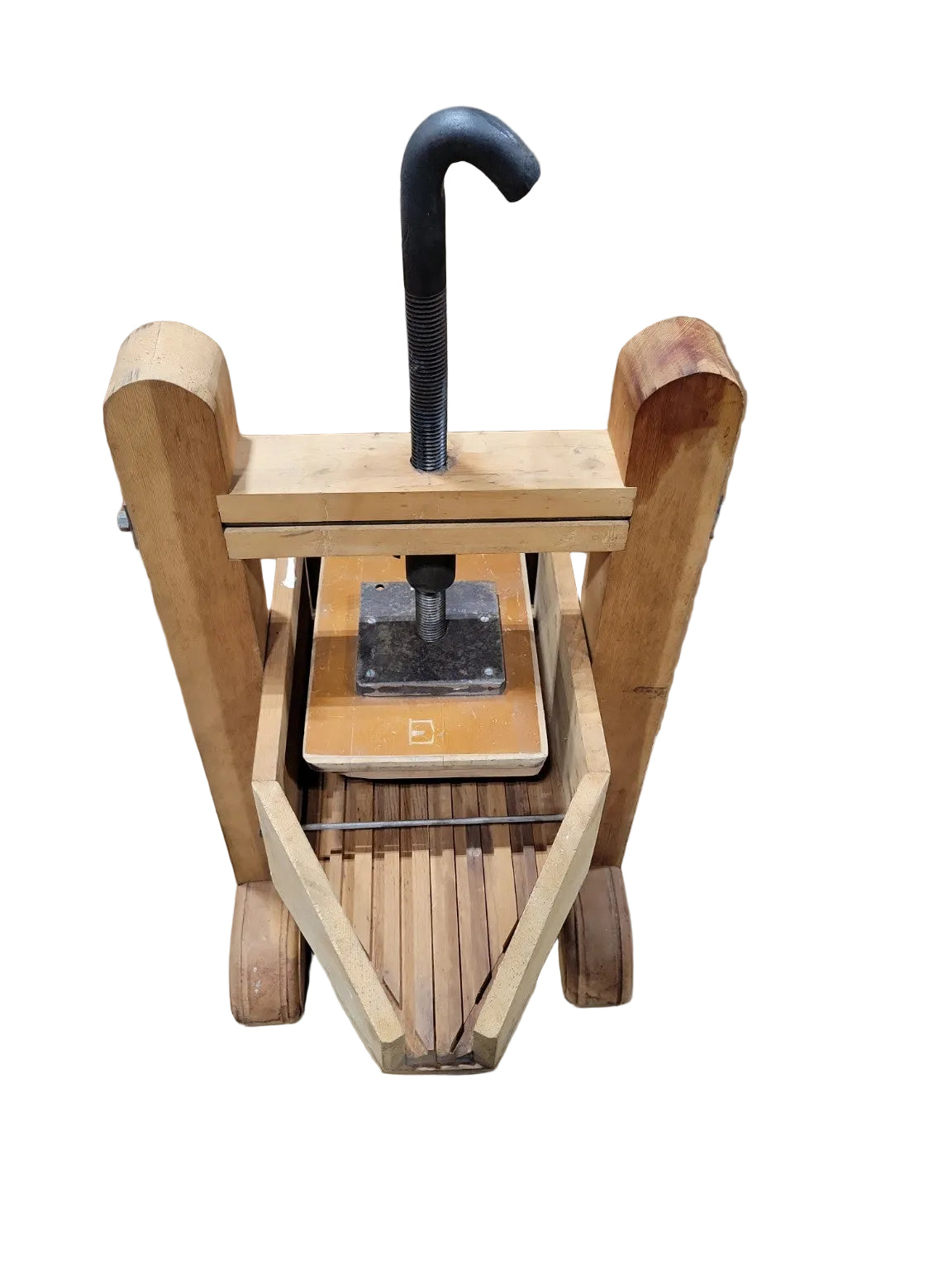 Vintage Wooden Fruit Press – Hand Crank Cider Press