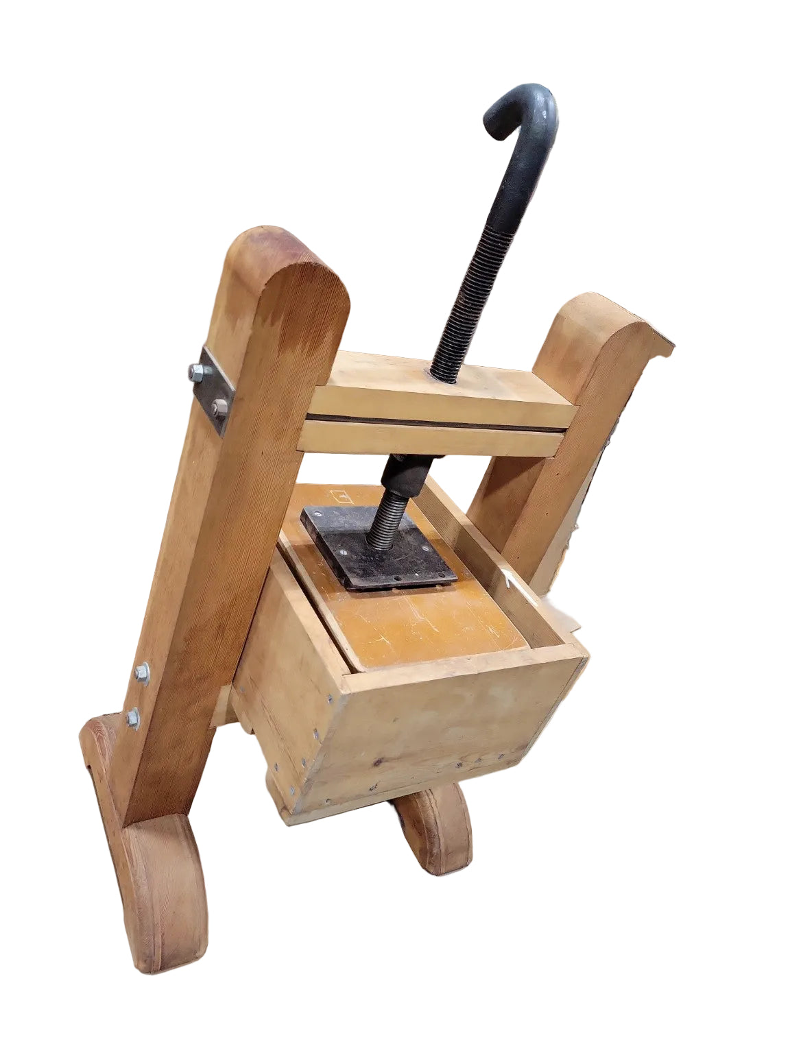Vintage Wooden Fruit Press – Hand Crank Cider Press