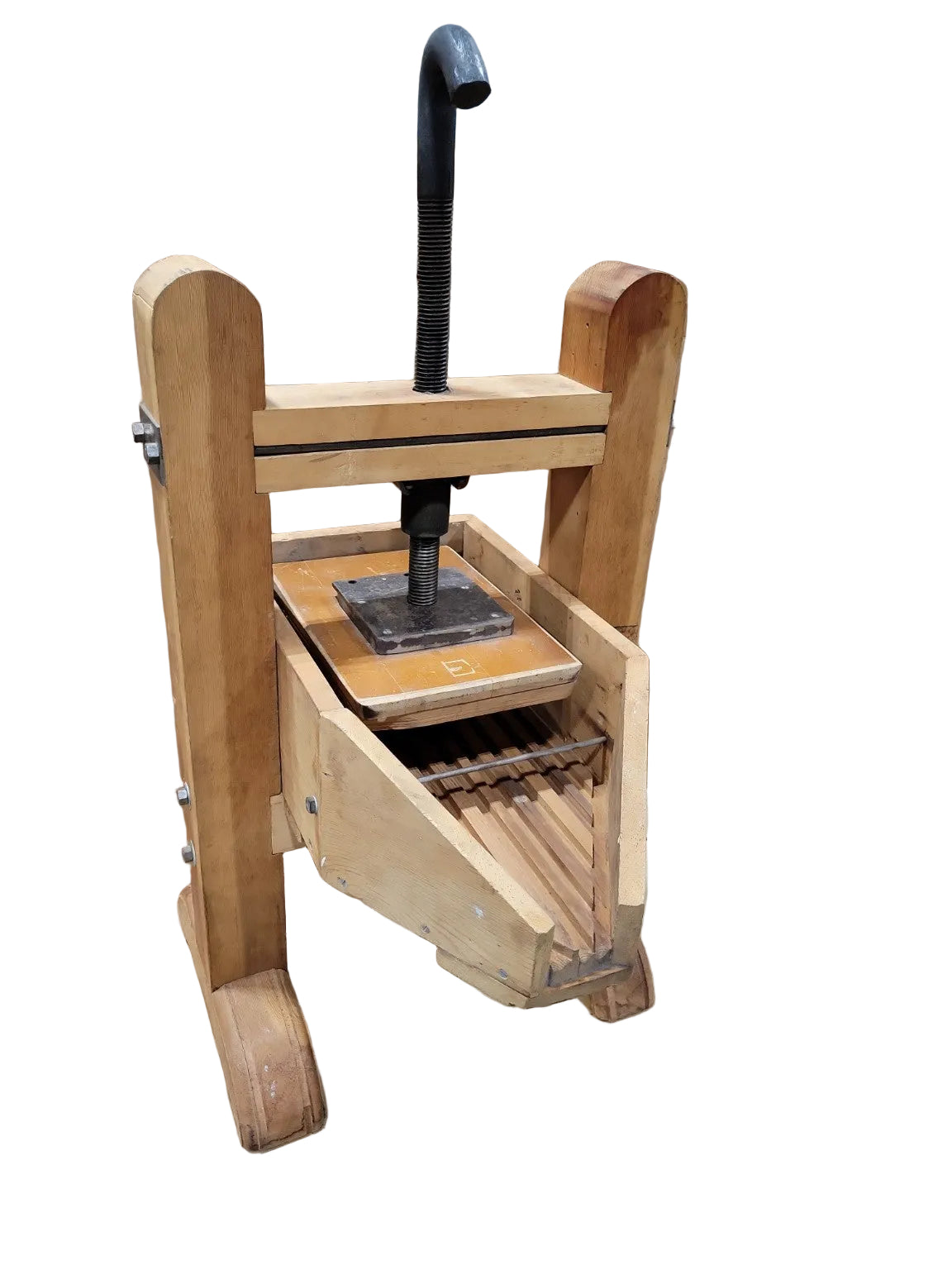 Vintage Wooden Fruit Press – Hand Crank Cider Press