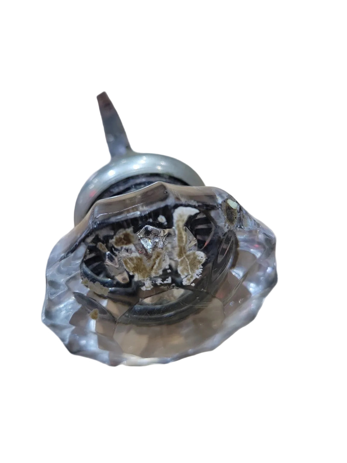 Antique Glass Door Knob with Bent Steel Stem