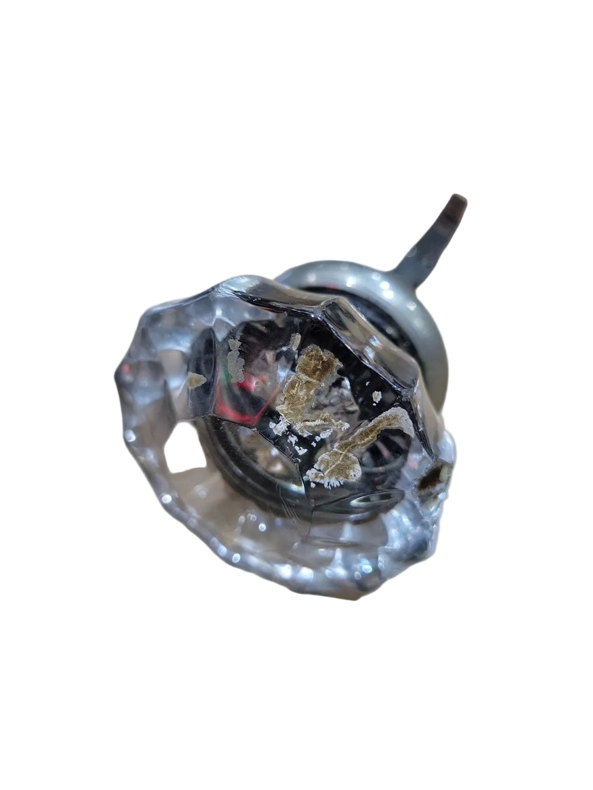 Antique Glass Door Knob with Bent Steel Stem