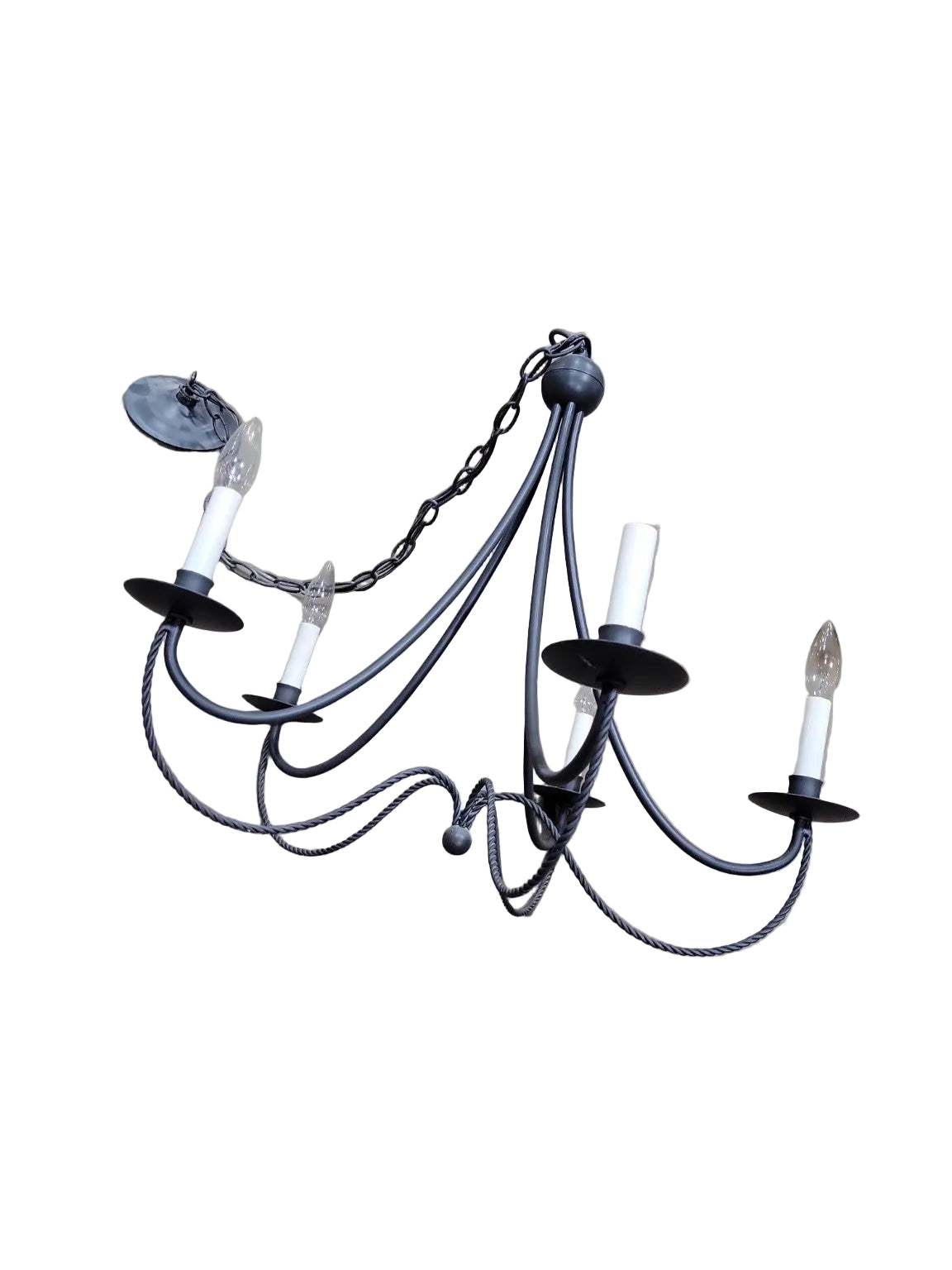 Rustic Wrought Iron 5-Light Chandelier