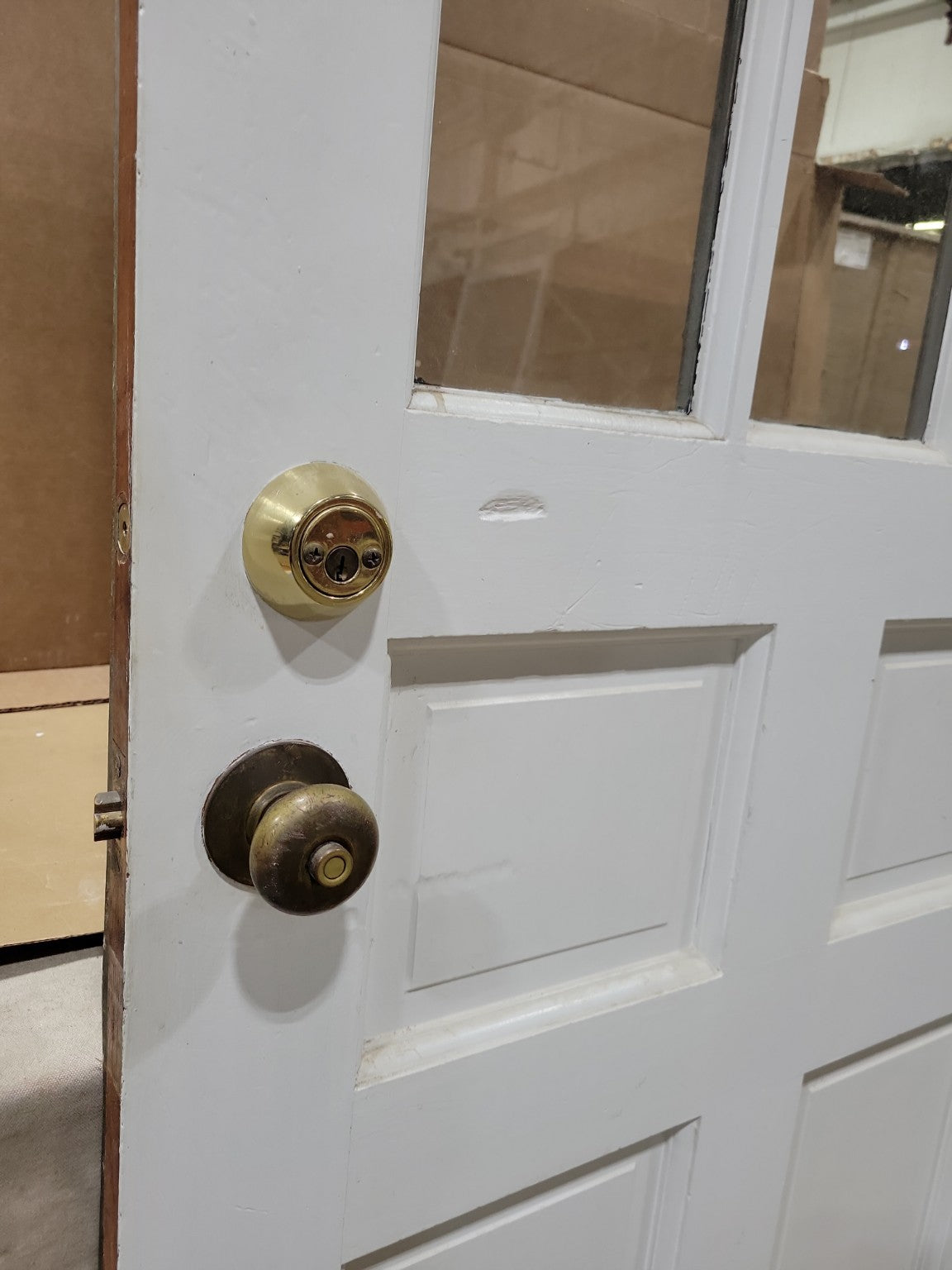 Vintage 9-Lite Painted Wood Entry Door