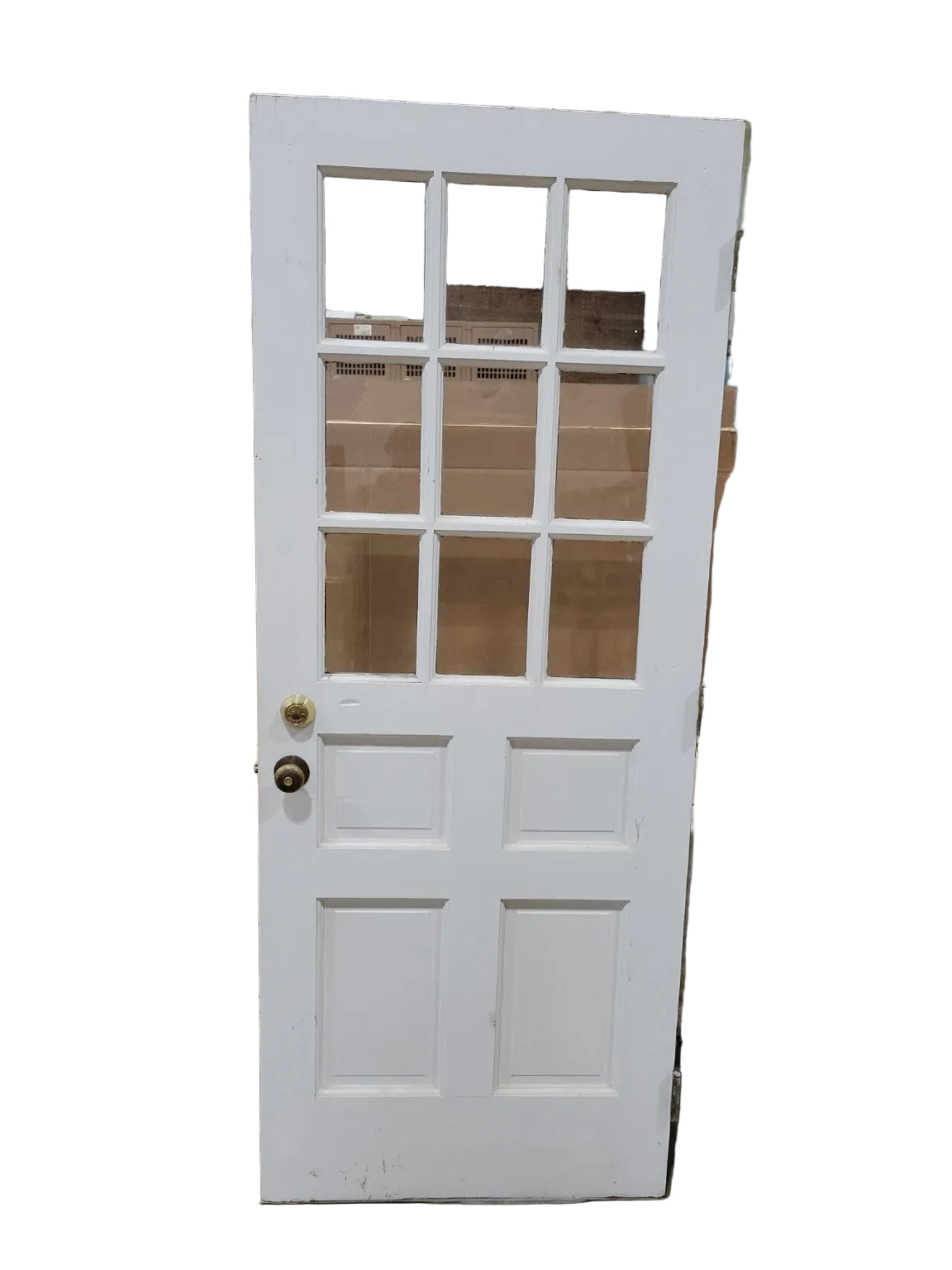 Vintage 9-Lite Painted Wood Entry Door