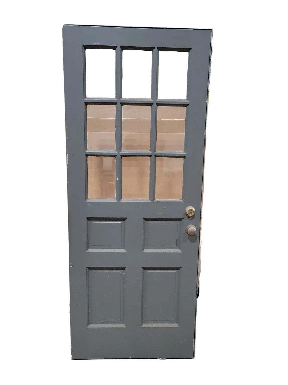Vintage 9-Lite Painted Wood Entry Door