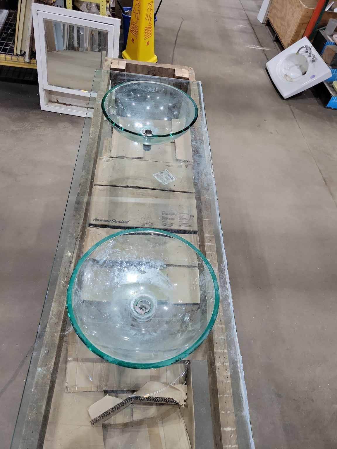 Industrial Glass Double Vessel Sink Countertop