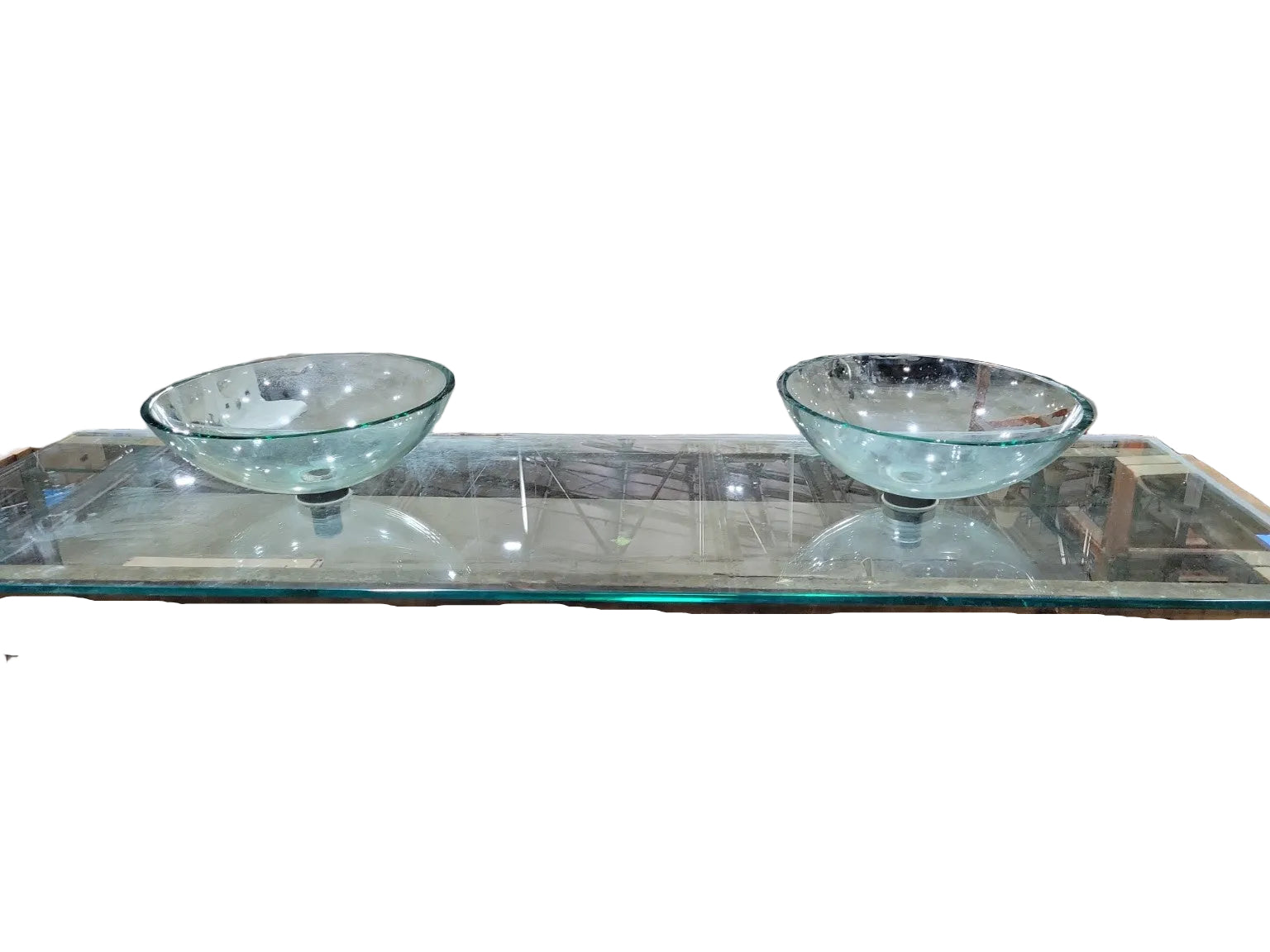 Industrial Glass Double Vessel Sink Countertop