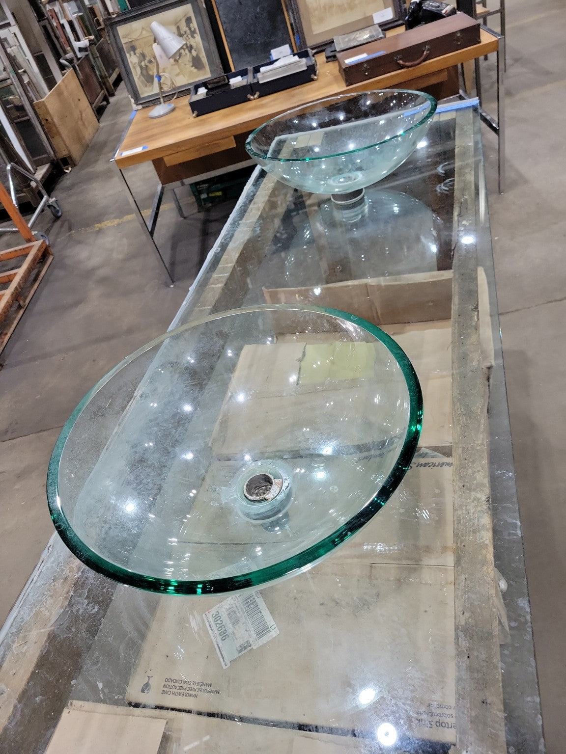 Industrial Glass Double Vessel Sink Countertop