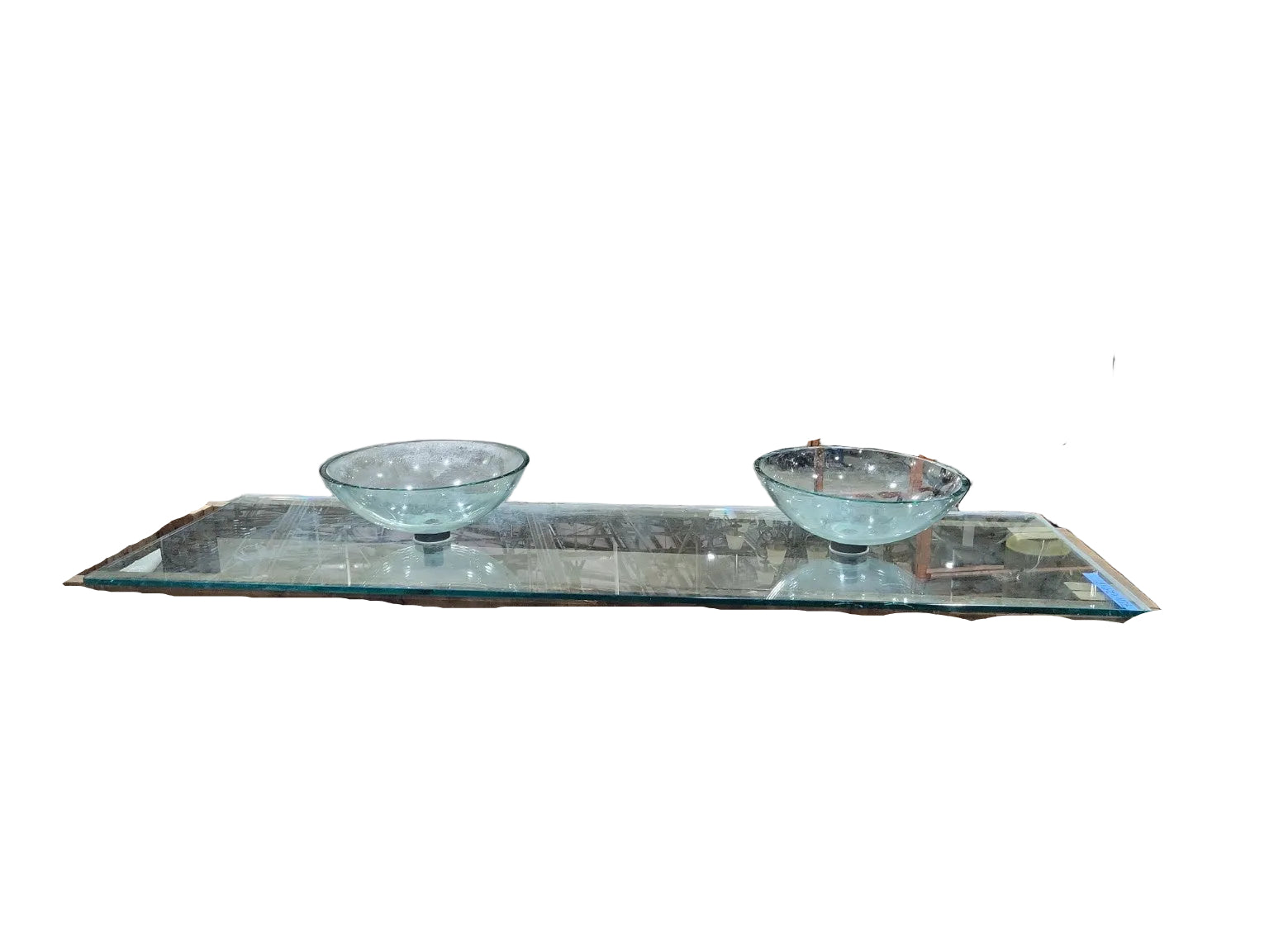 Industrial Glass Double Vessel Sink Countertop