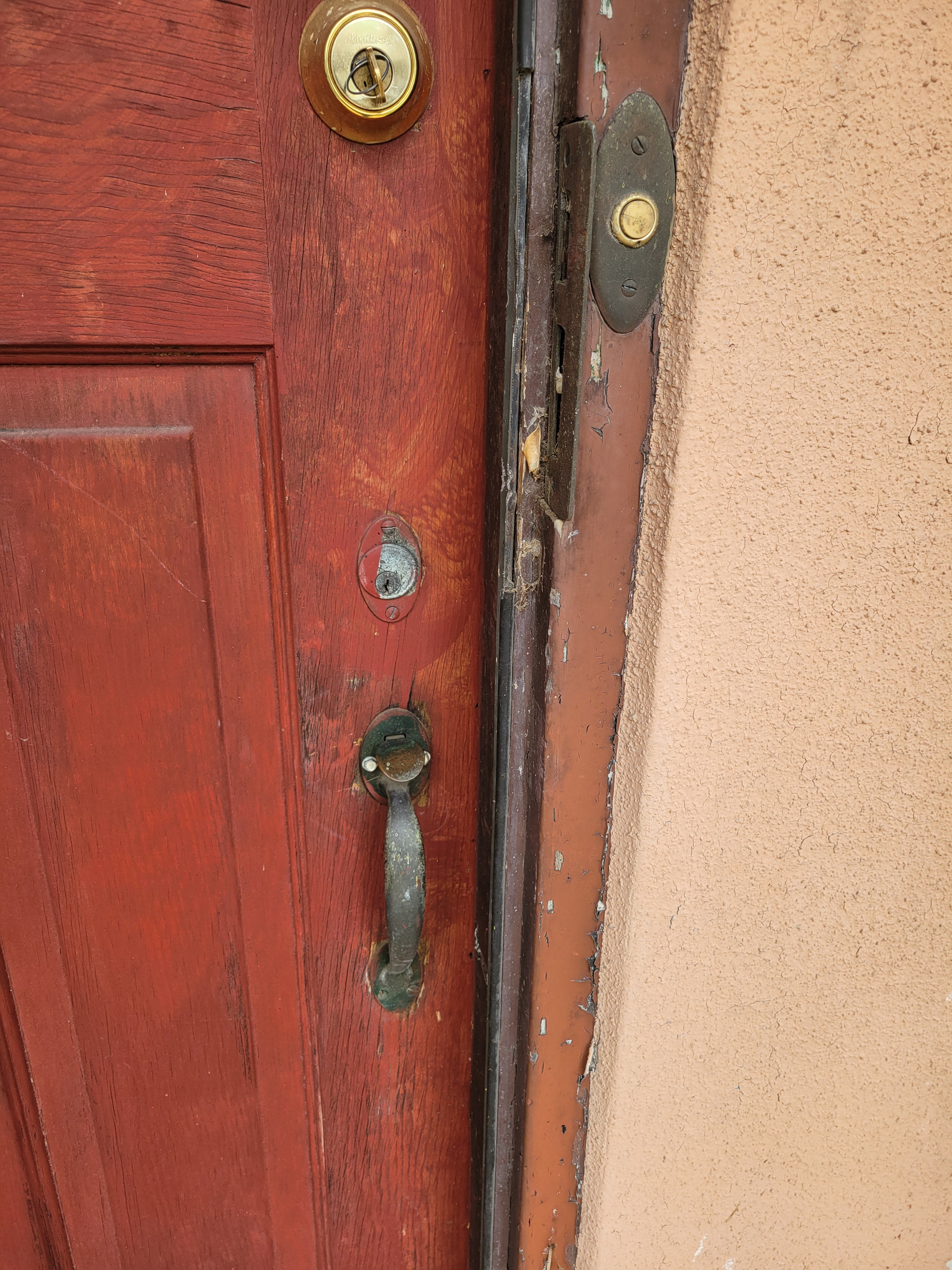 1913 Arched Top Divided Lite Entry Door with Lion Head Knocker