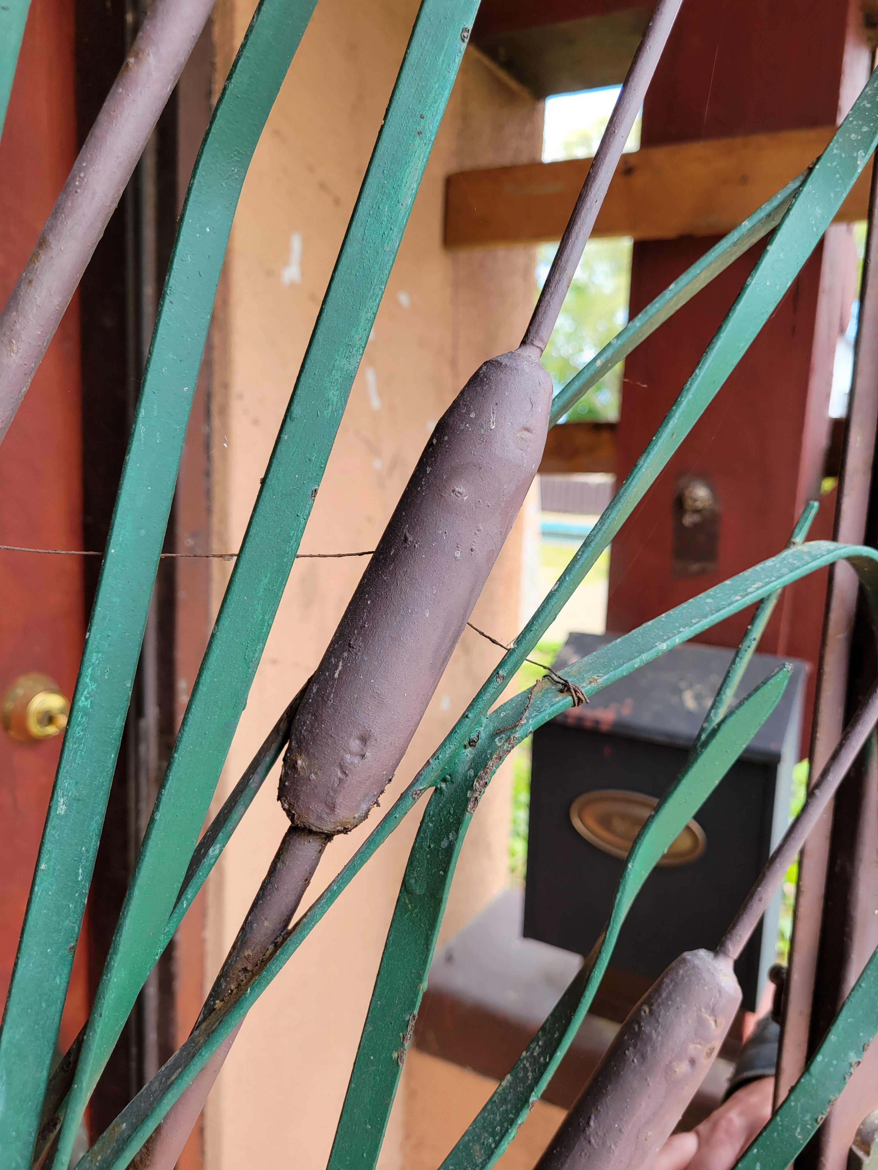 **1913 Hand-Forged Cattail Motif Security Door / Garden Gate**<br>